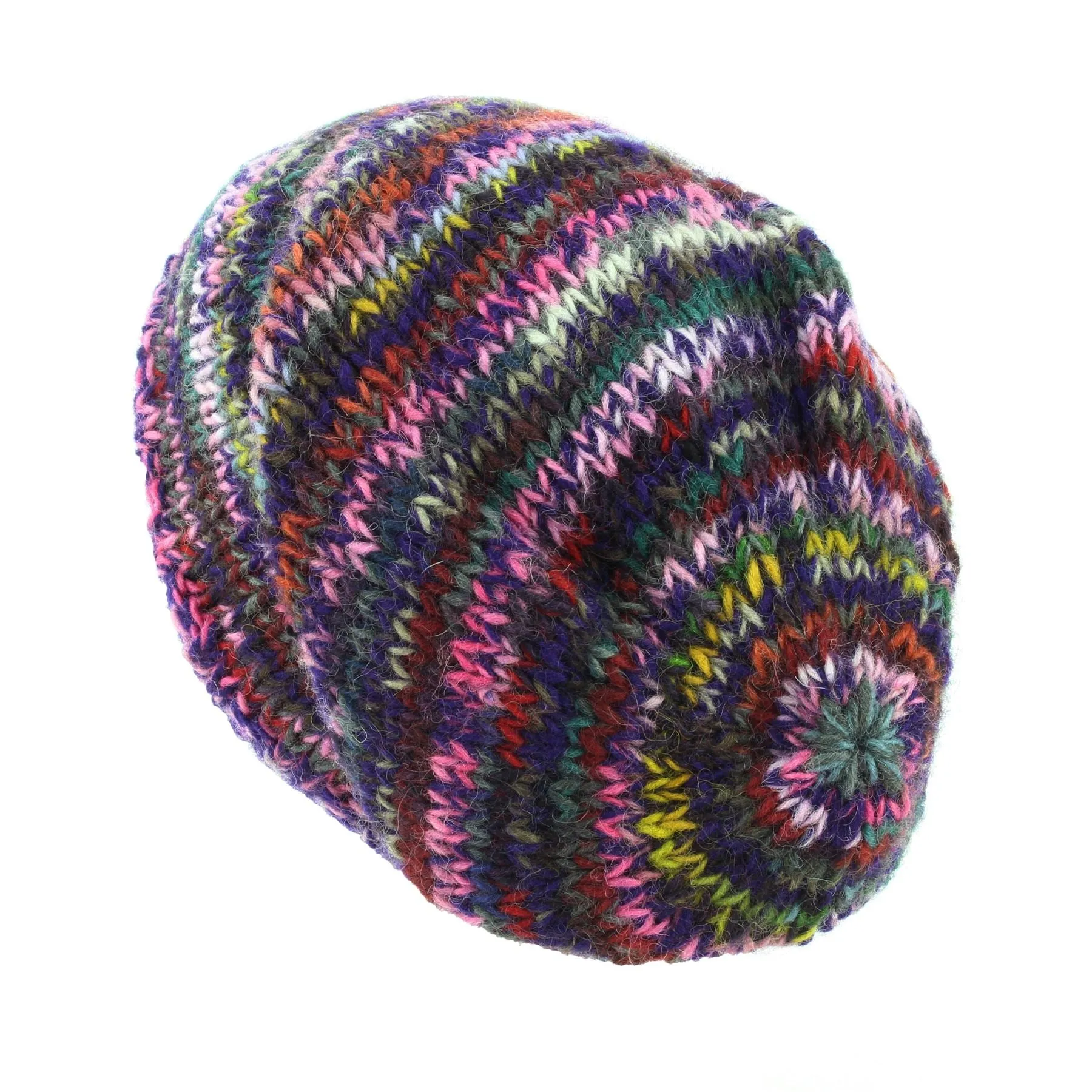 Hand Knitted Baggy Slouch Beanie Hat - SD Purple Mix