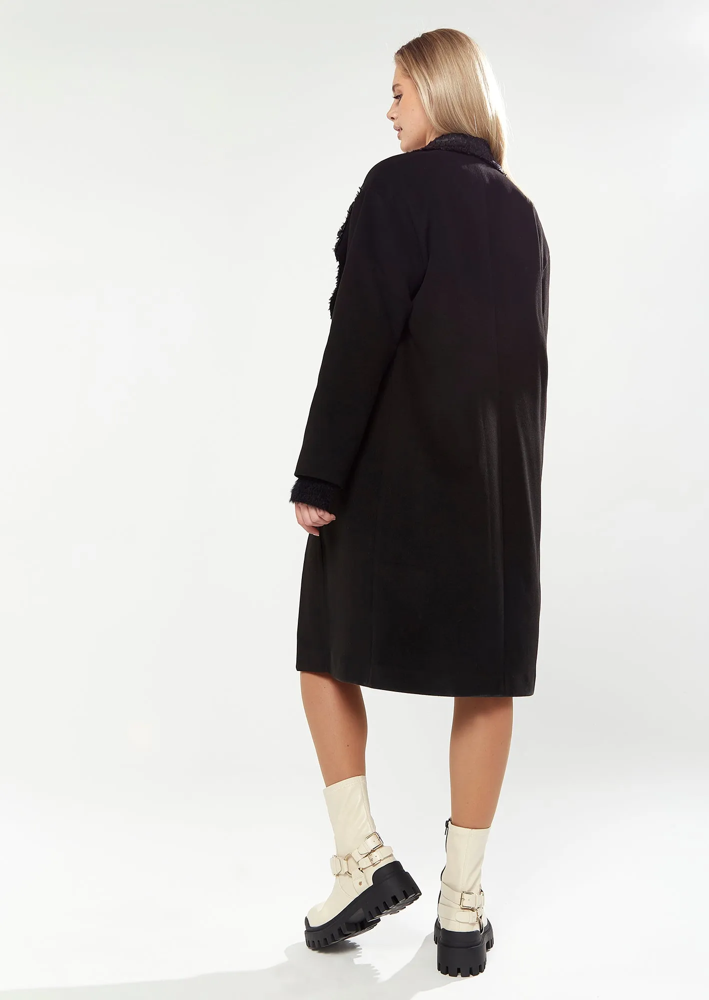 House Of Holland Statement Collar Coat In Black