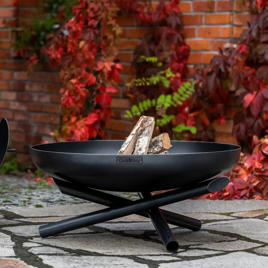 Indiana Round Fire Bowl Pit 70cm - Cook King Garden and Outdoor Patio Entertaining Portable Metal Round Fire Bowl