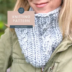 KNITTING PATTERN: Spindrift Cowl, Easy Cable Knit Cowl Knitting Pattern for Super Bulky and Bulky Yarn