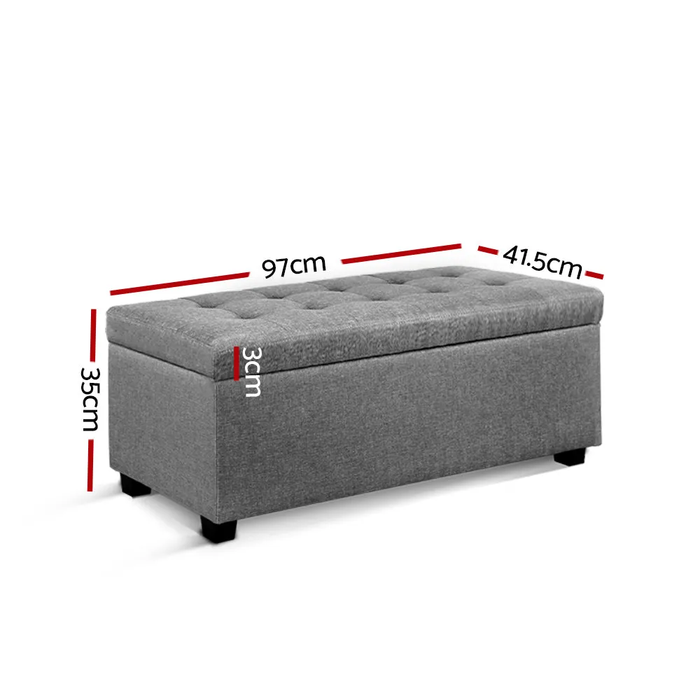 Large Fabric Storage Ottoman - Light Grey