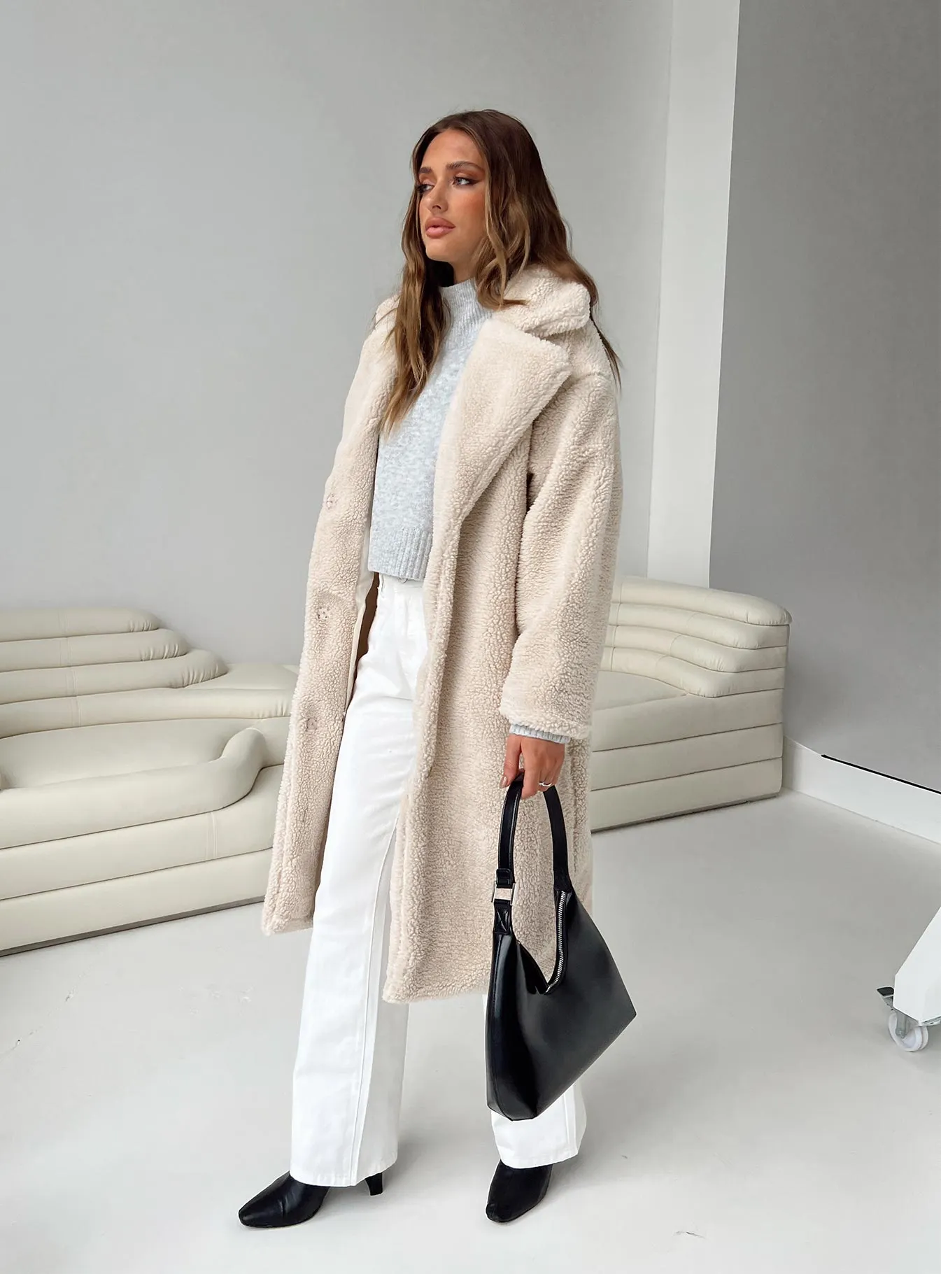 Leah Teddy Coat Beige