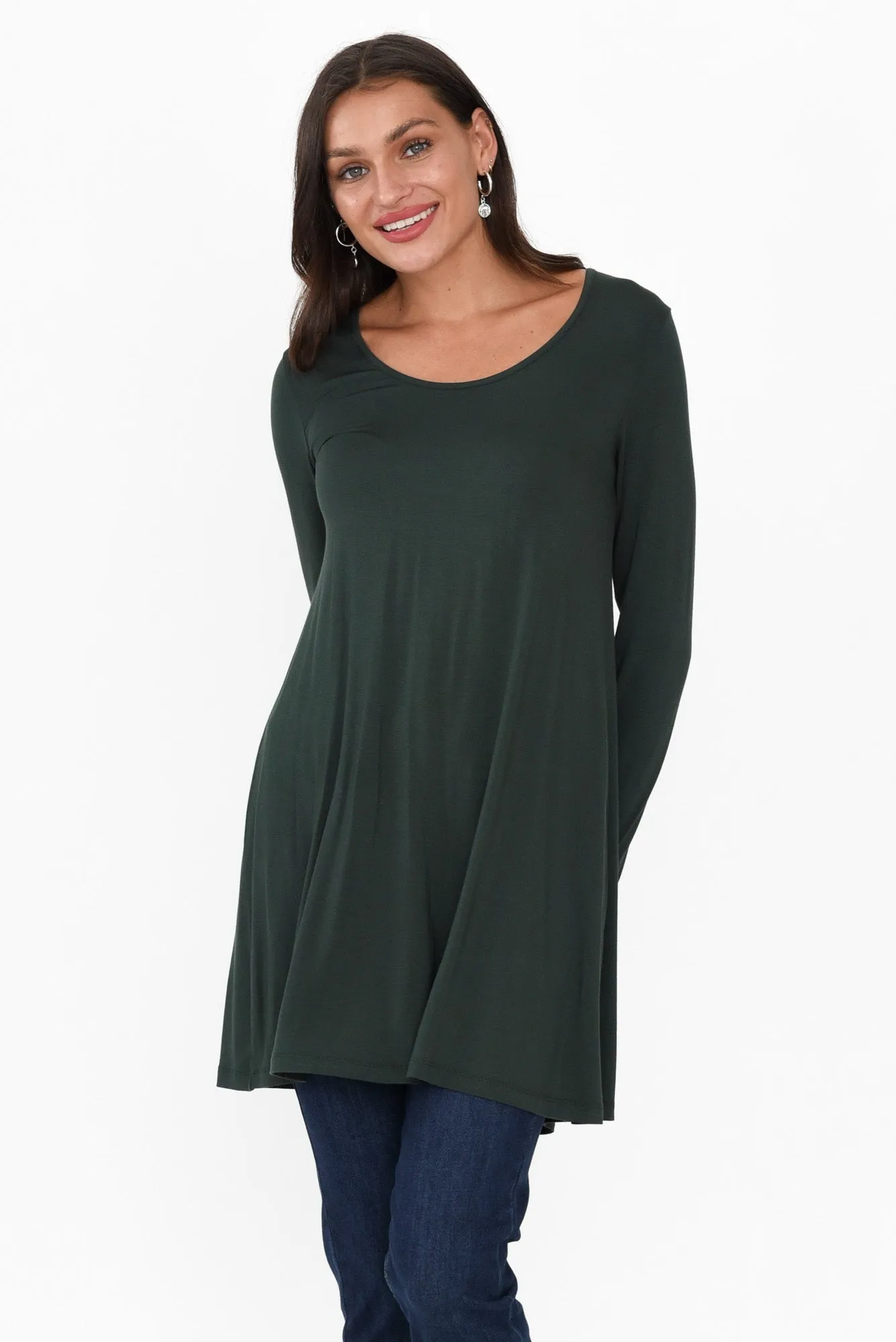 Leanne Dark Green Bamboo Tunic Top