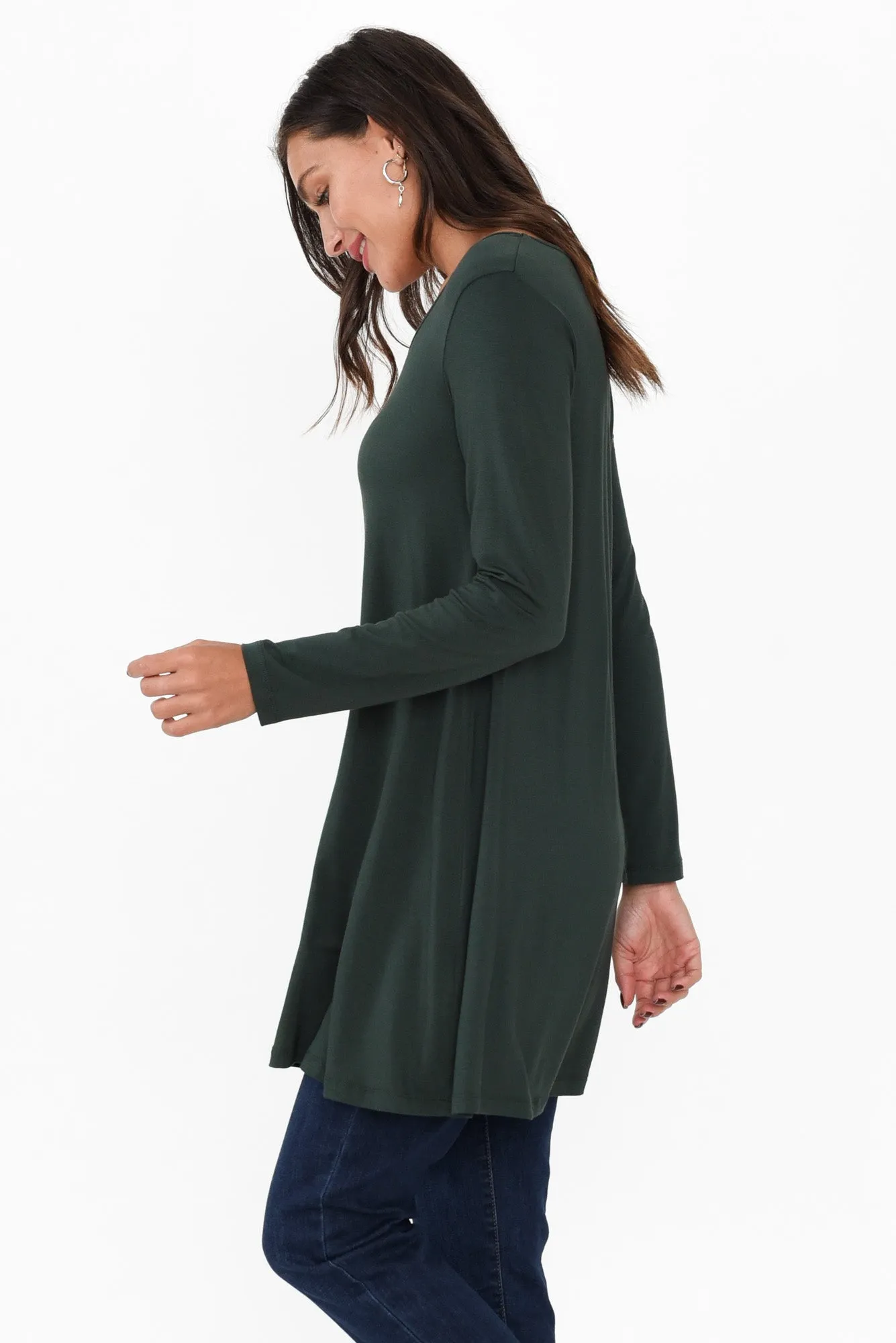 Leanne Dark Green Bamboo Tunic Top