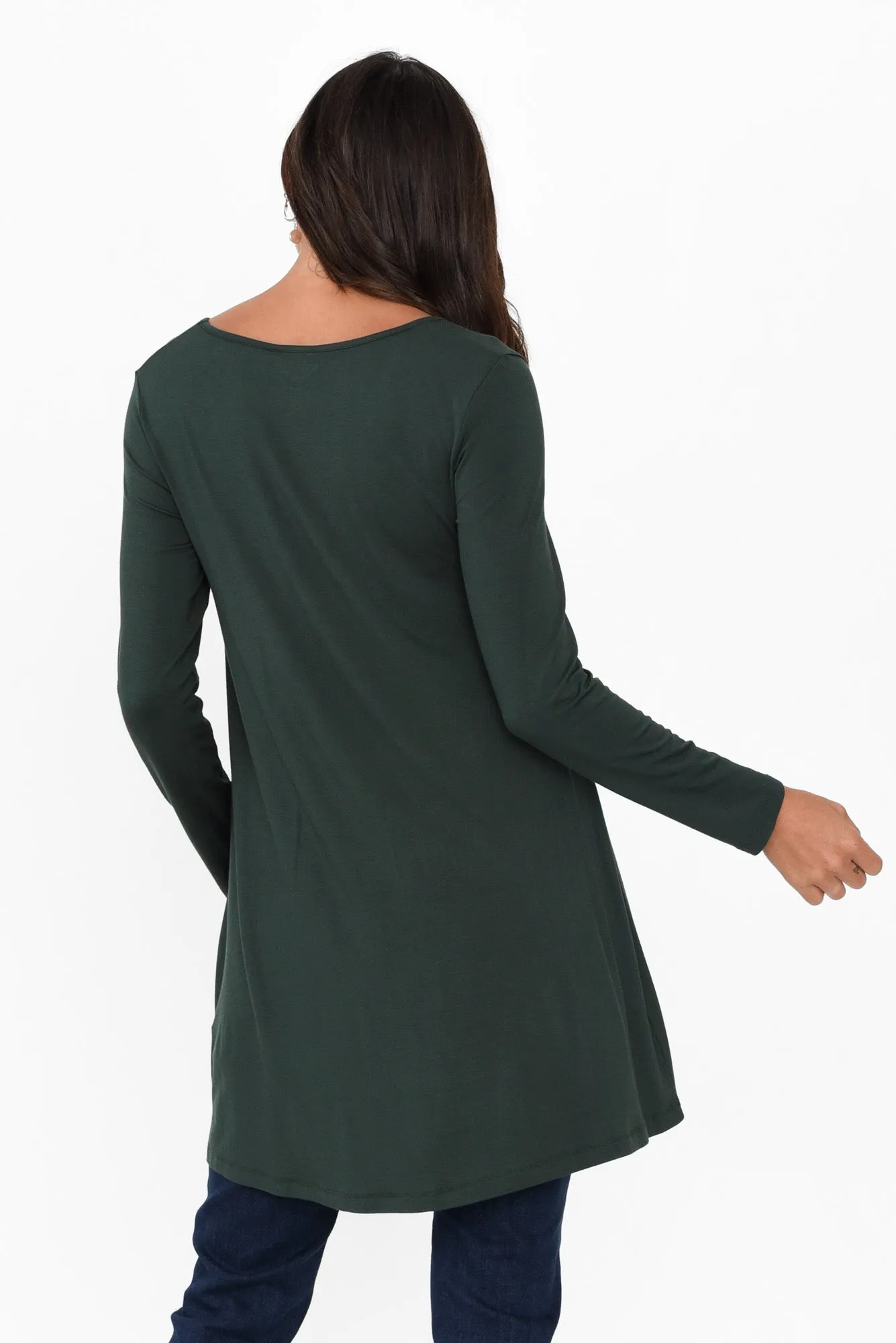 Leanne Dark Green Bamboo Tunic Top