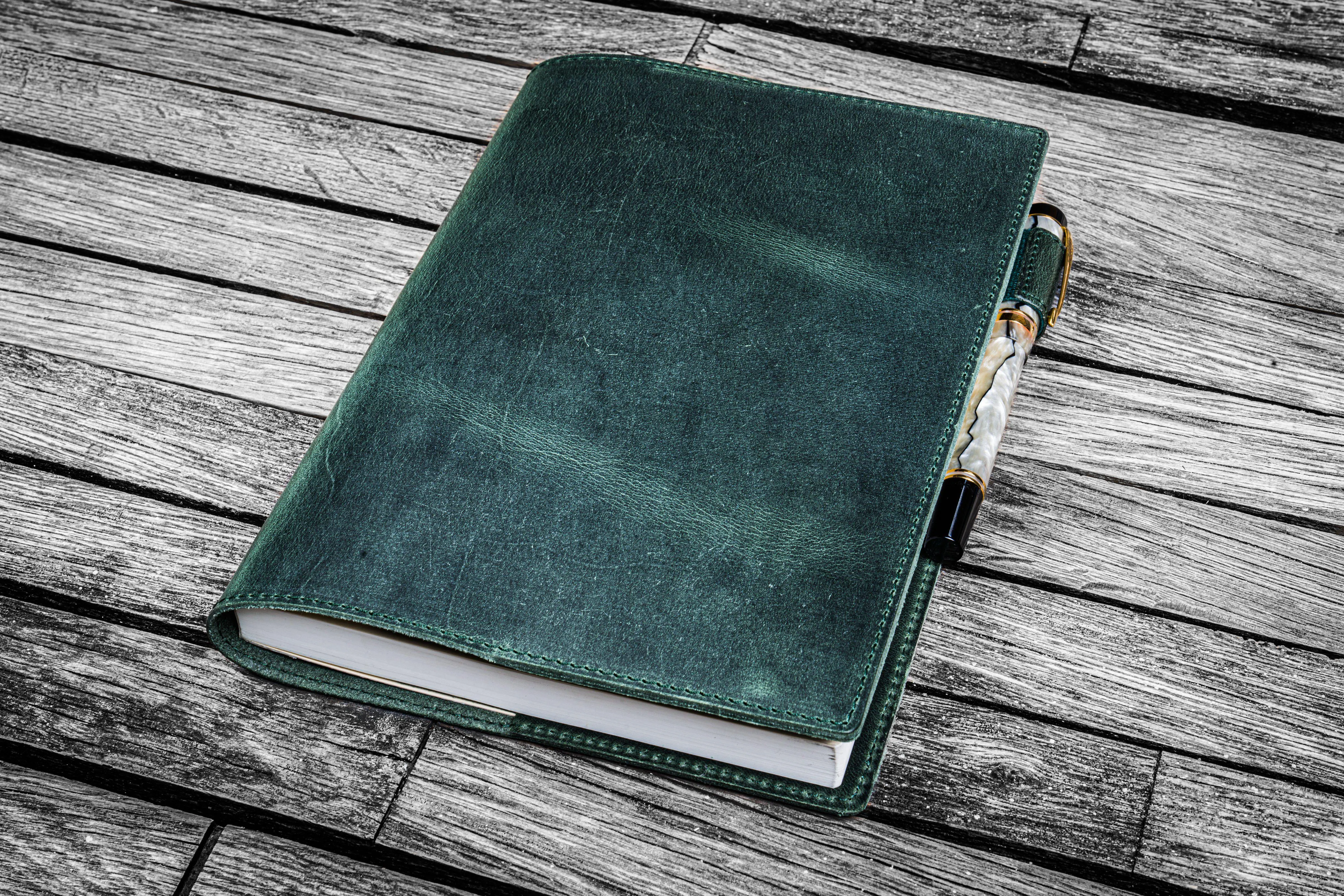 Leather Slim A5 Notebook / Planner Cover - Crazy Horse Forest Green