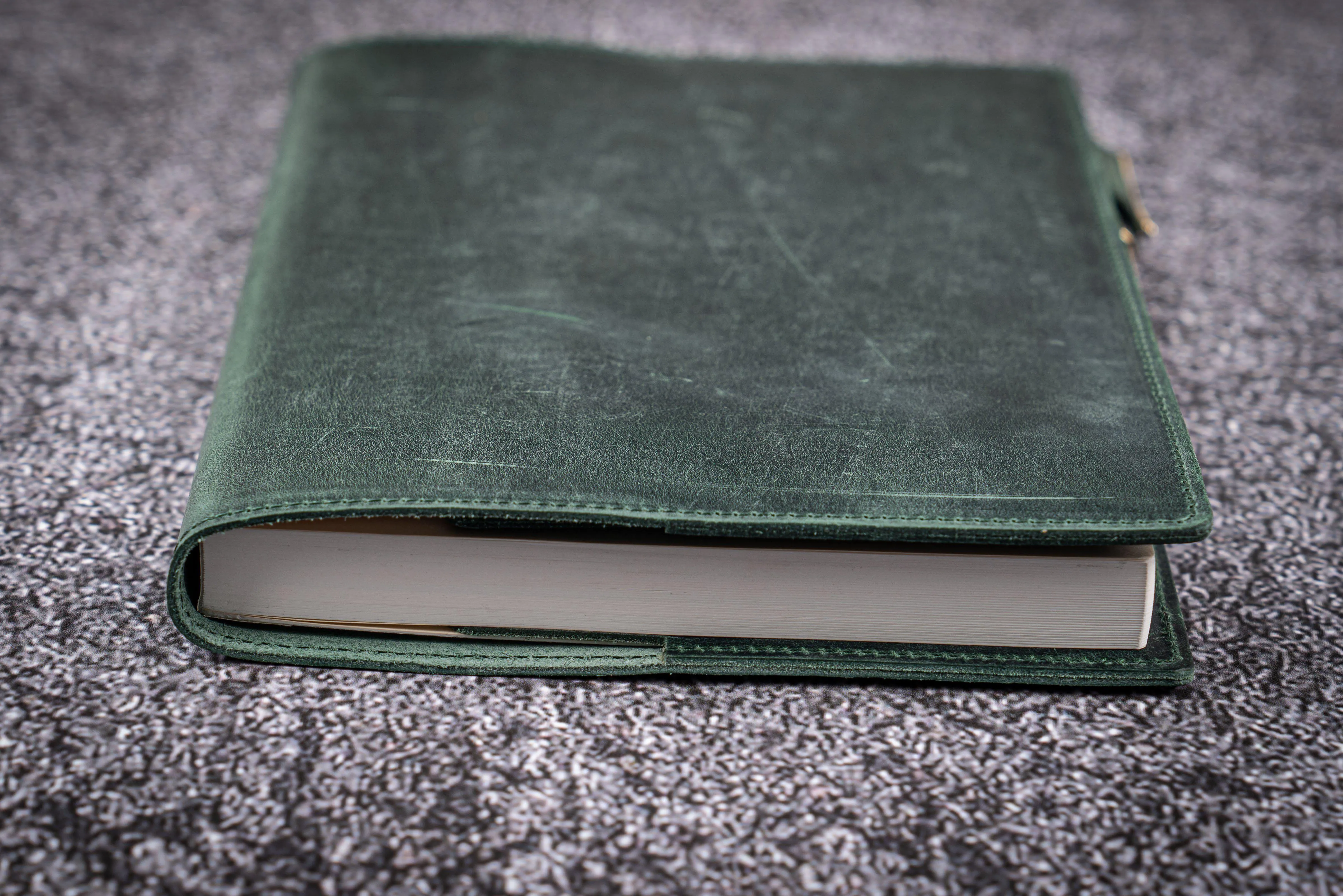 Leather Slim A5 Notebook / Planner Cover - Crazy Horse Forest Green