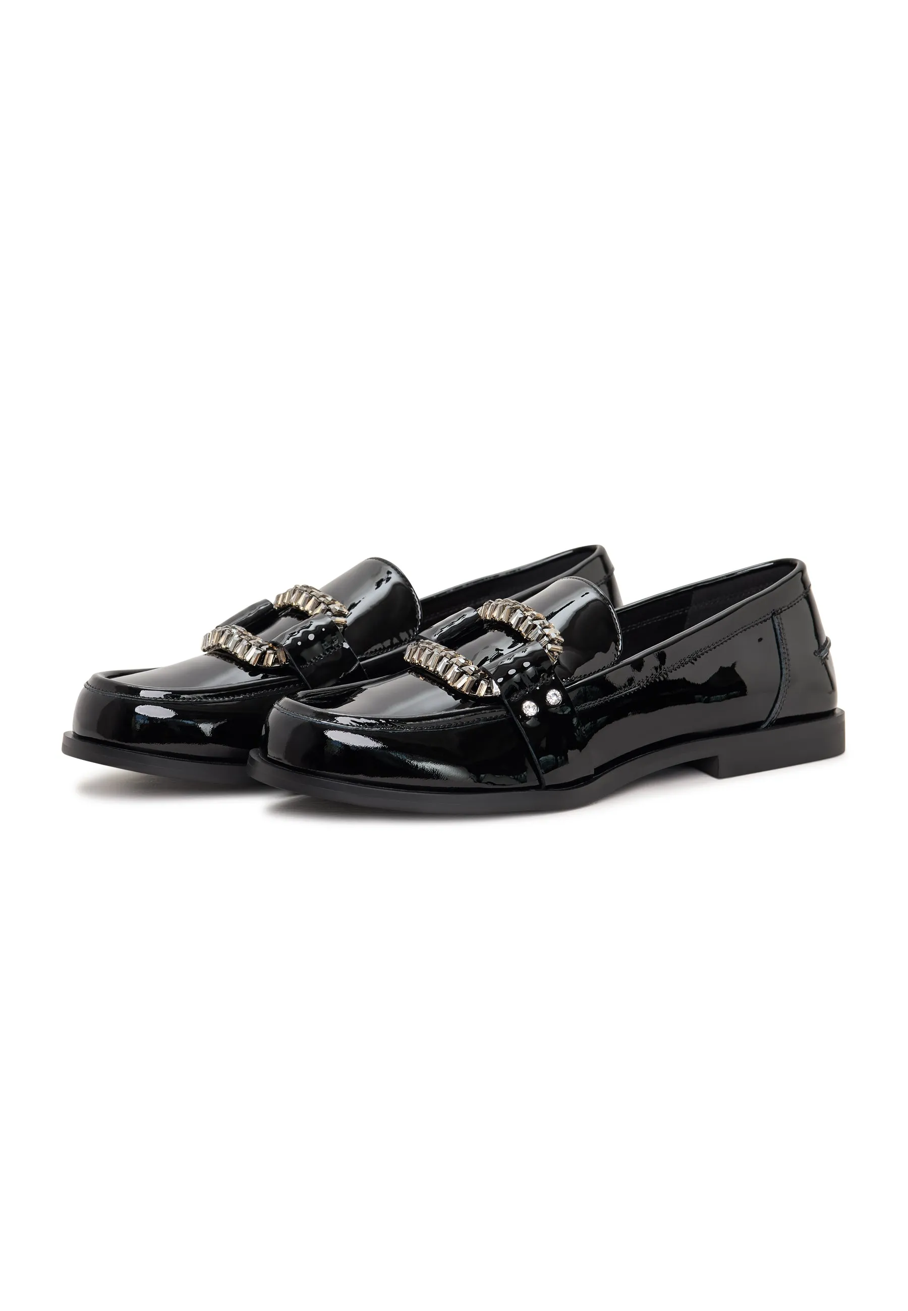 Loafers with Crystal Embellishment Bagheera - Patent Black