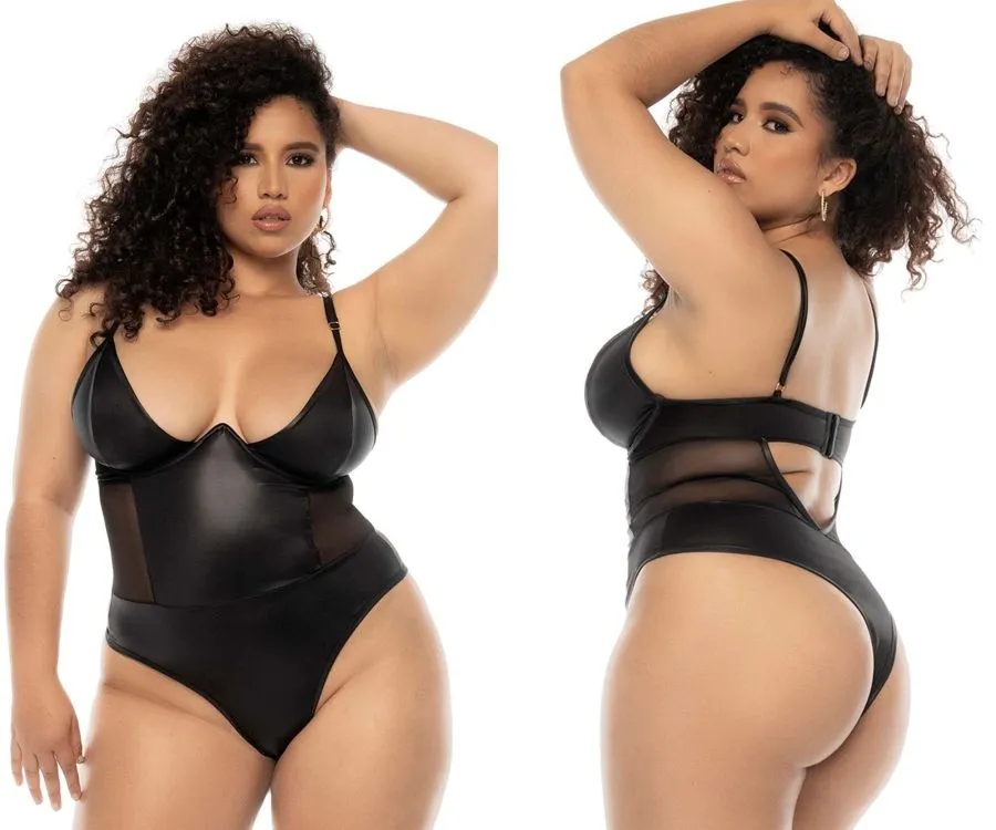 Mapale 2752X Curvy Size Bibi Bodysuit Plus Color Wet Look Black