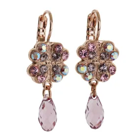 Mariana "Flamingo" Rose Gold Plated Lucky Clover Crystal Earrings, 1040/3 319rg