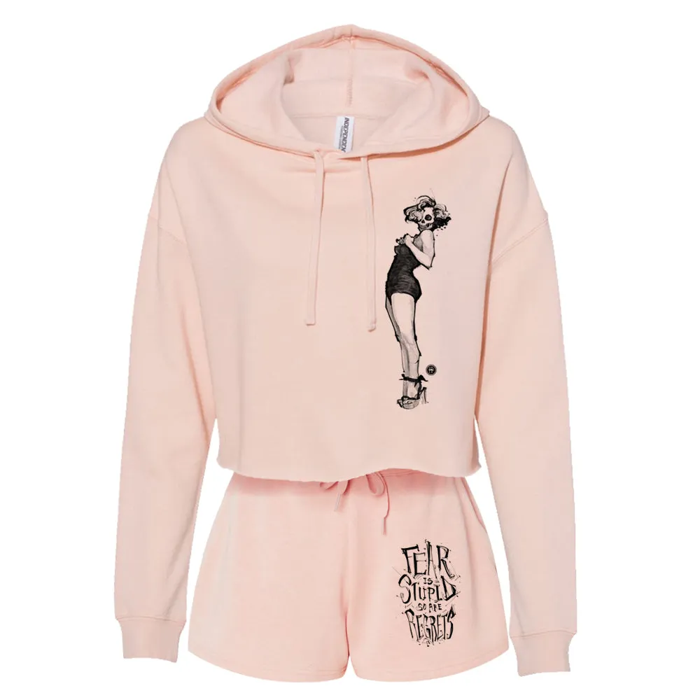 Marilyn Light Skull Pin-up Cropped Hoodie Outfit