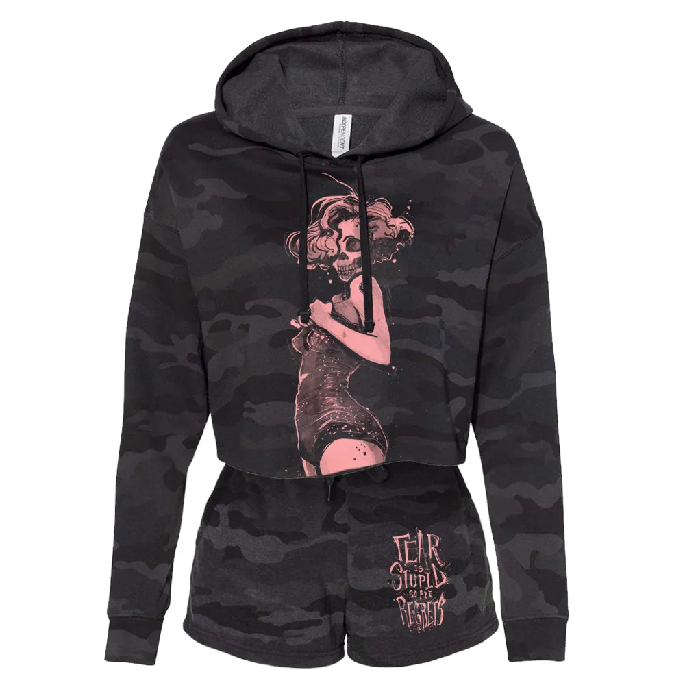 Marilyn Light Skull Pin-up Cropped Hoodie Outfit