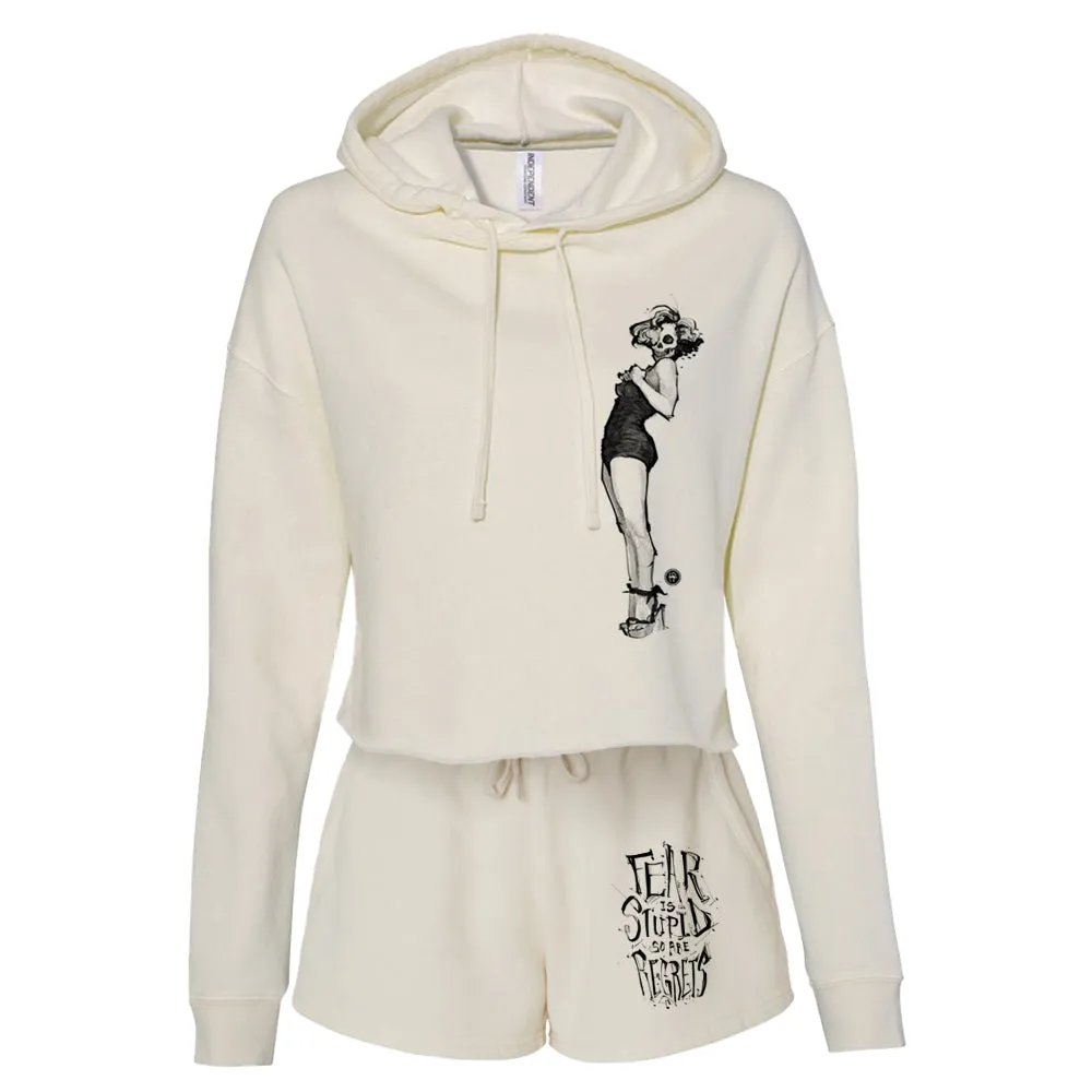 Marilyn Light Skull Pin-up Cropped Hoodie Outfit