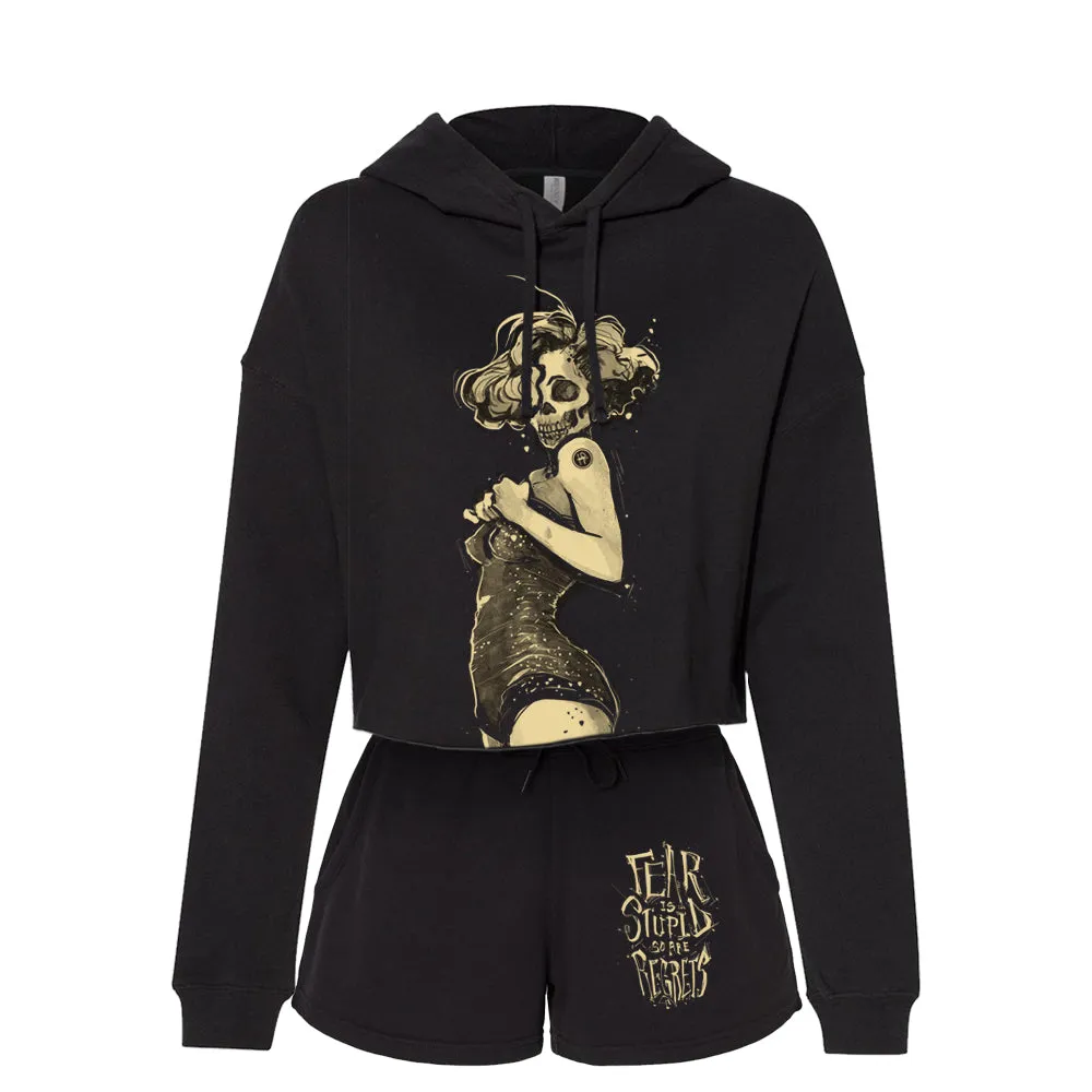 Marilyn Light Skull Pin-up Cropped Hoodie Outfit