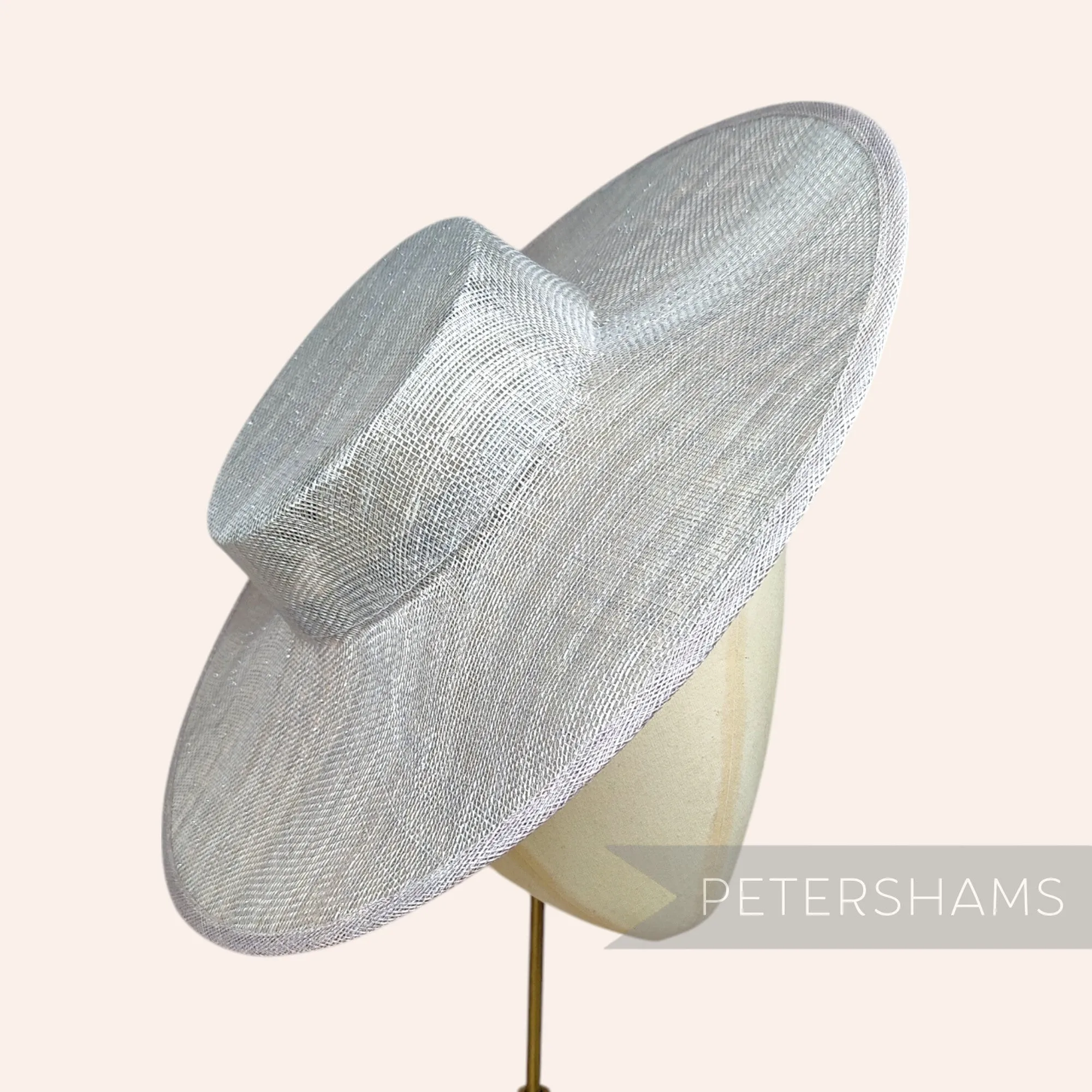 Metallic Lurex Large Brim Sinamay Boater Fascinator Hat Base