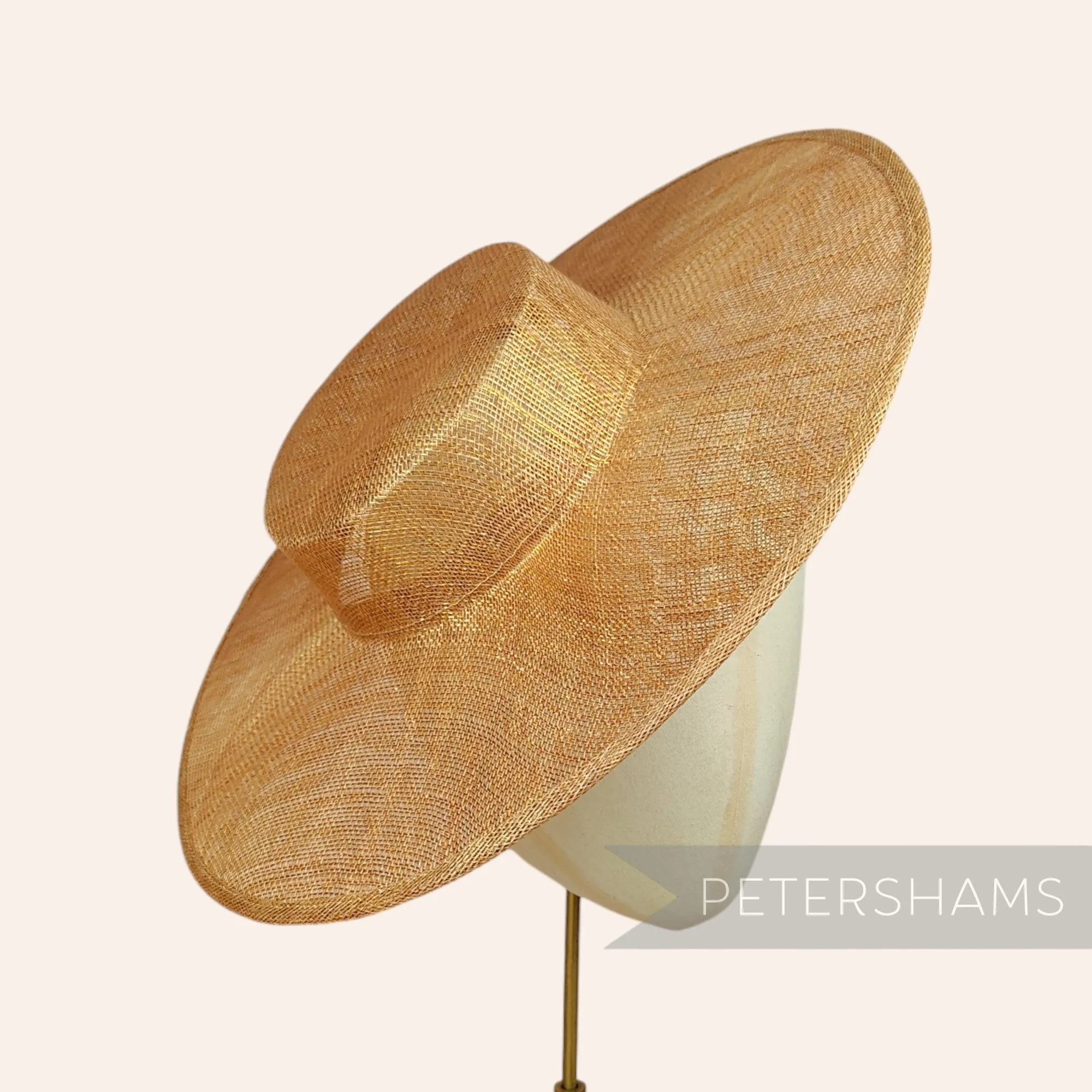 Metallic Lurex Large Brim Sinamay Boater Fascinator Hat Base