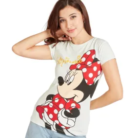 Minnie Mouse Print Crew Neck T-shirt