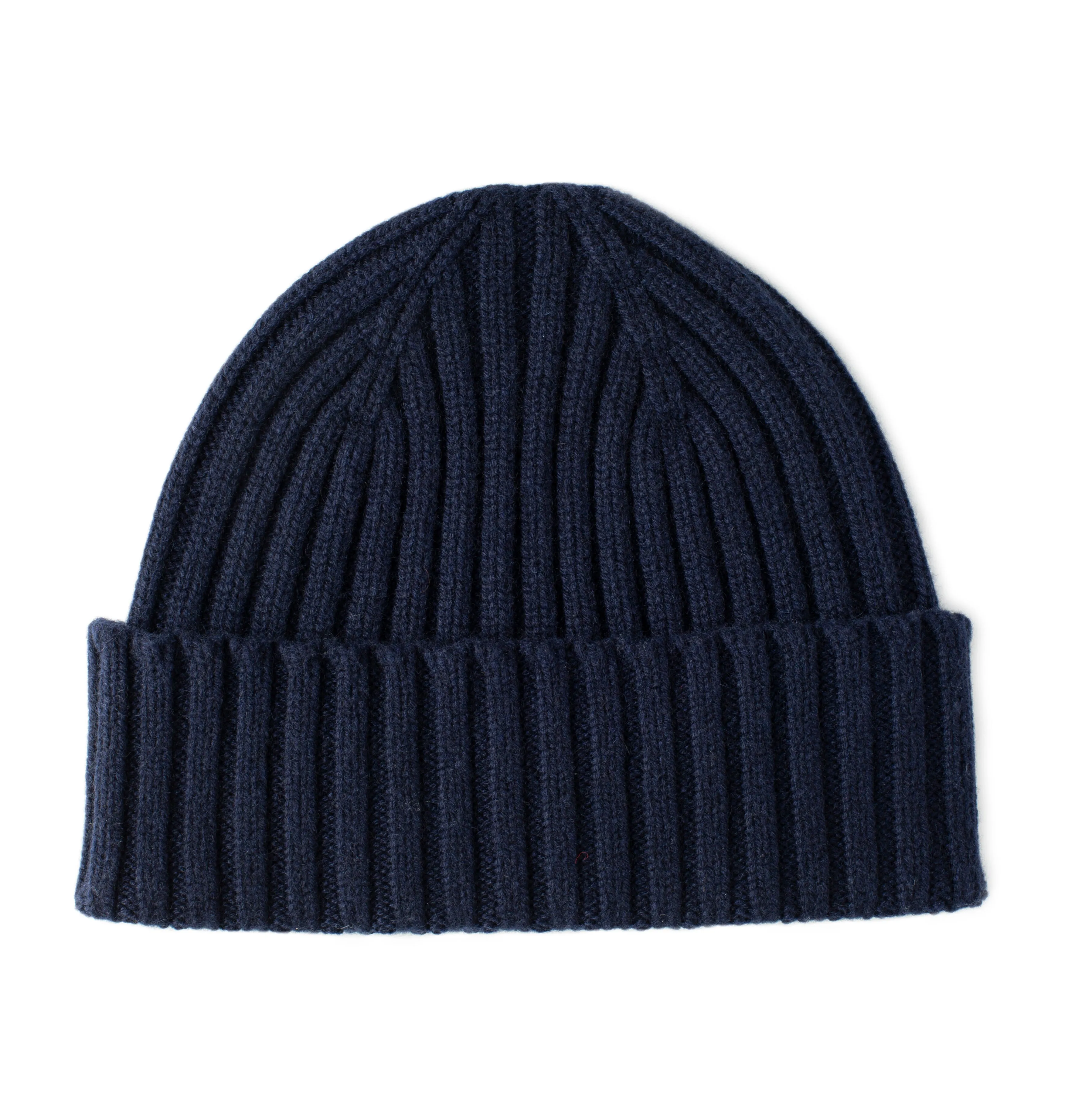 Navy Cashmere Chunky Rib Beanie Hat