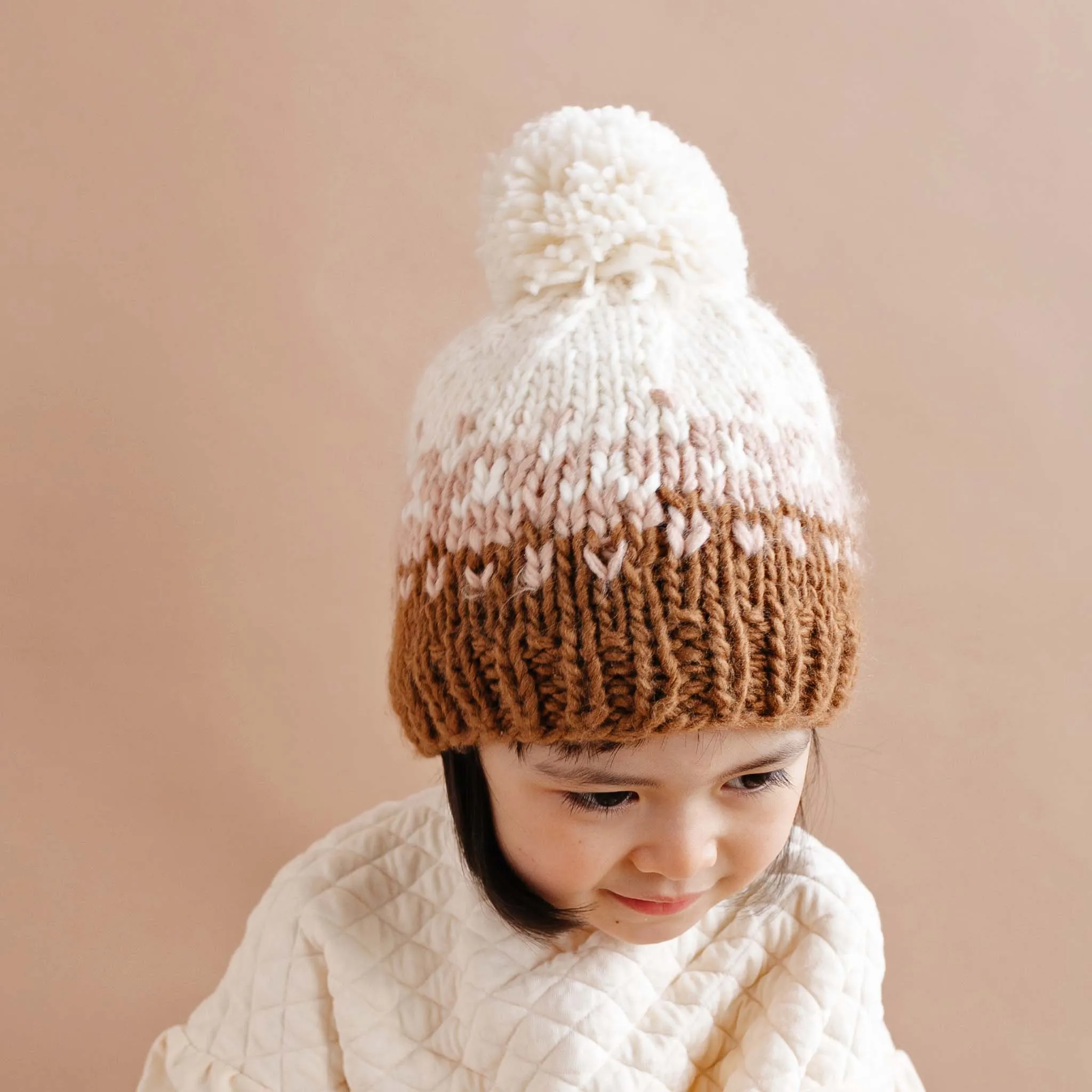 Nell Stripe Hat, Walnut/Blush