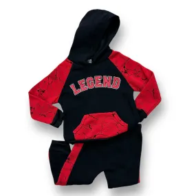 NEW! Boys Size 2T Black & Red Hoodie and Sweatpants 2-Pc Outfit