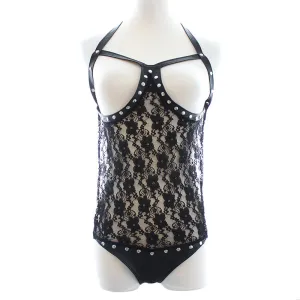 Open Cup Crotchless Lace Bodysuit