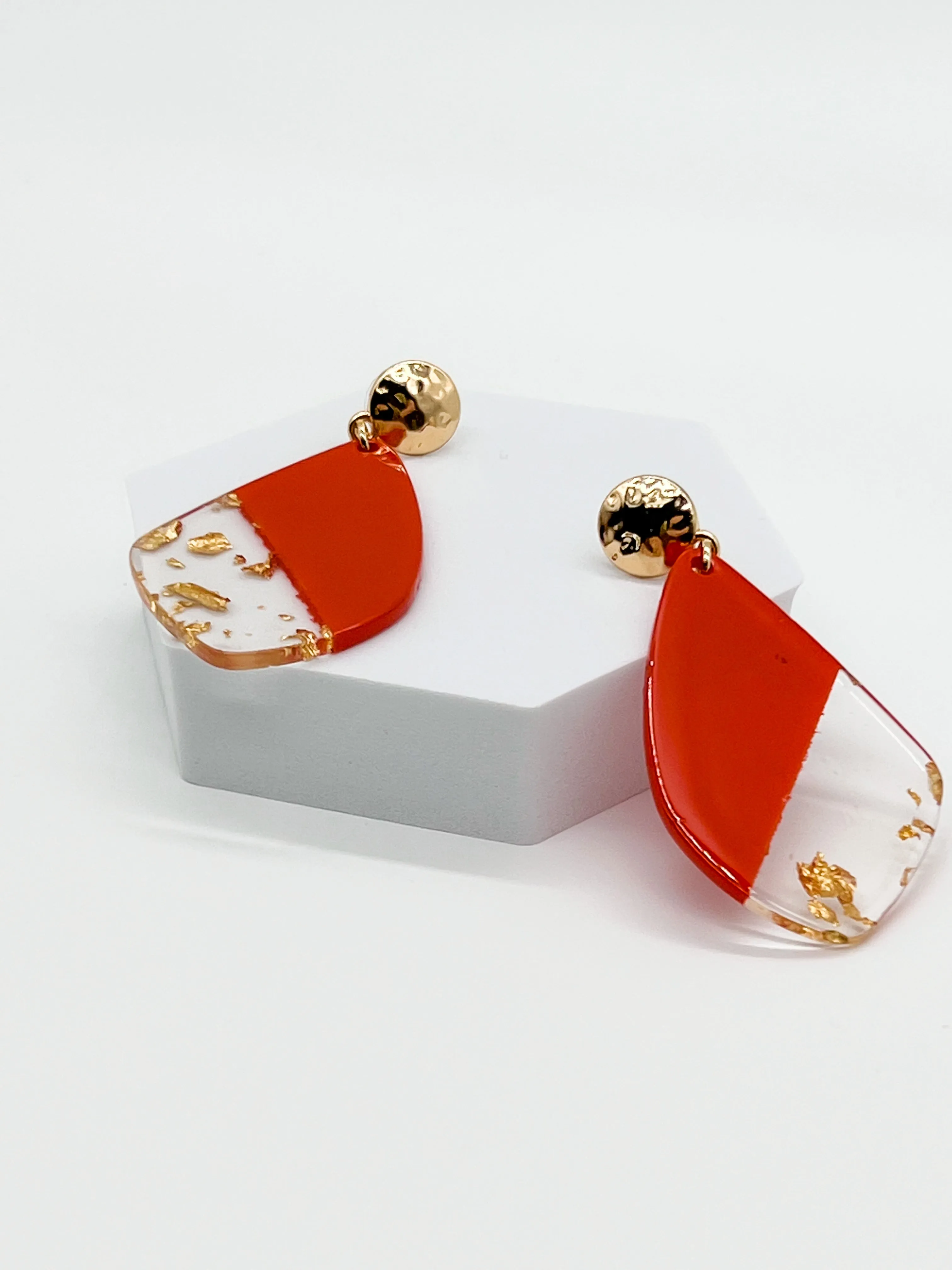 Orange Mine Teardrop Earrings