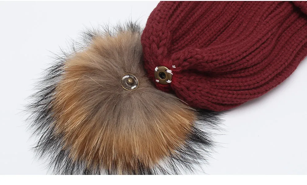 Original Burgundy Natural Fur Pomkin Hat