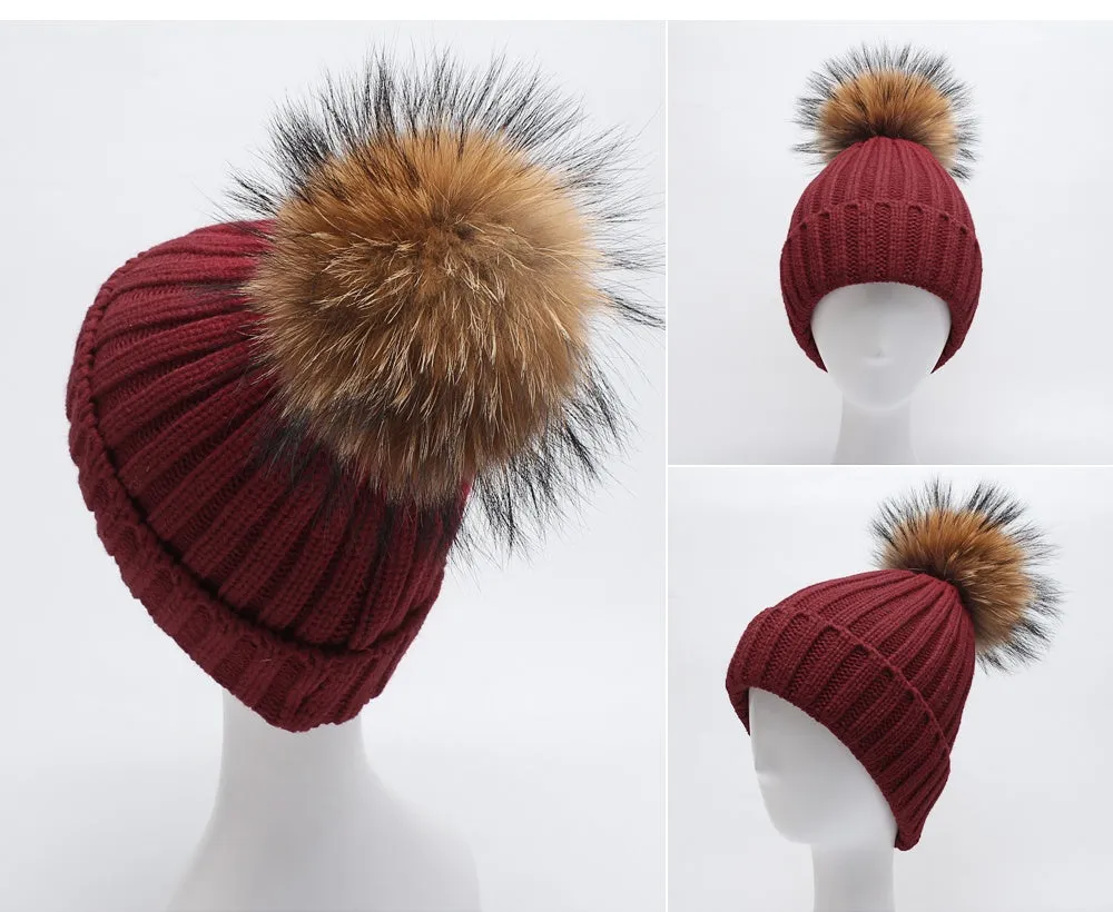 Original Burgundy Natural Fur Pomkin Hat