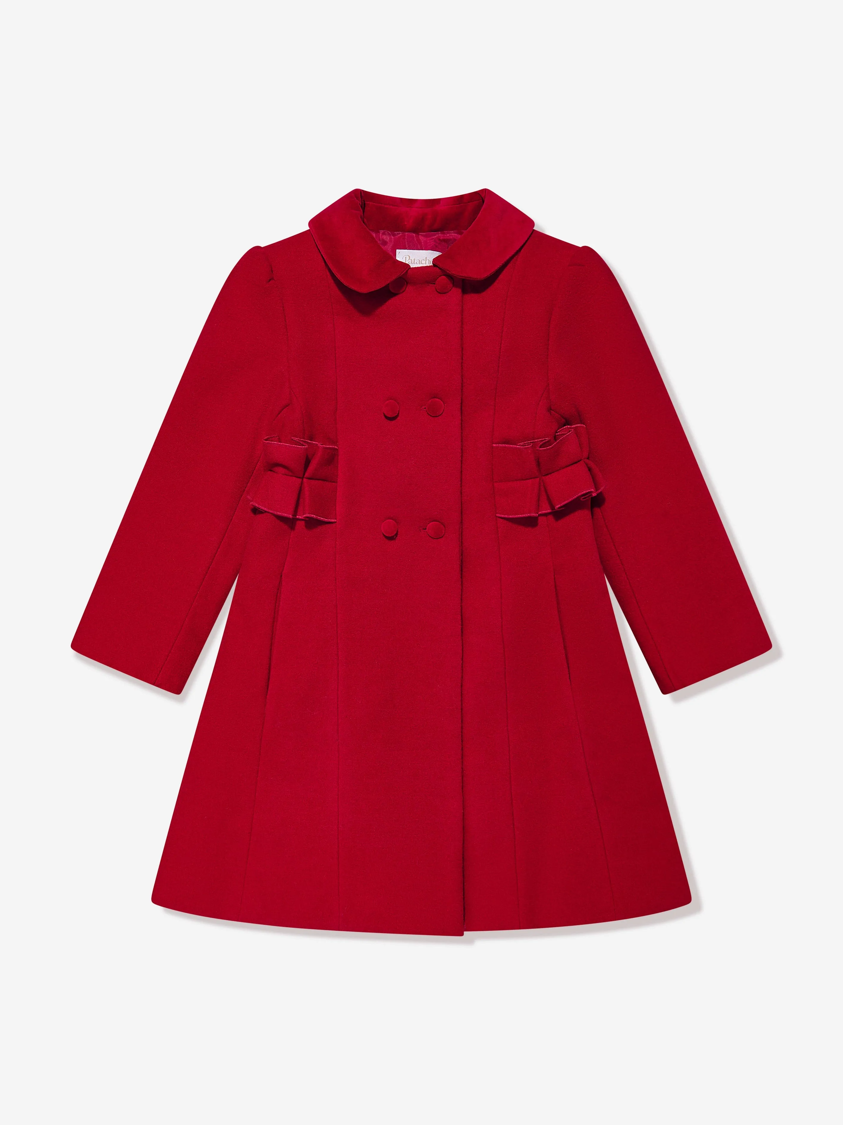 Patachou Girls Felted Coat in Red