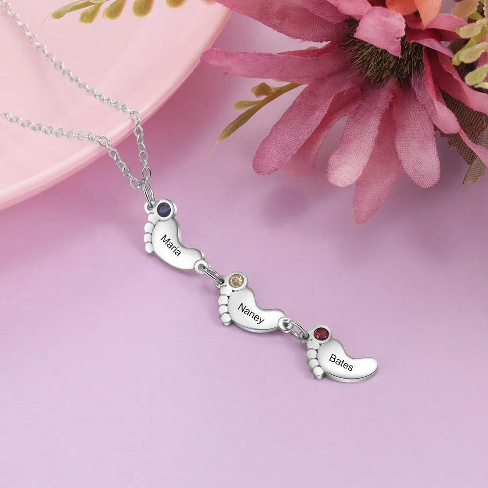 Personalized Baby Feet Stainless Steel Necklace For Women Fashion Pendant For Ladies