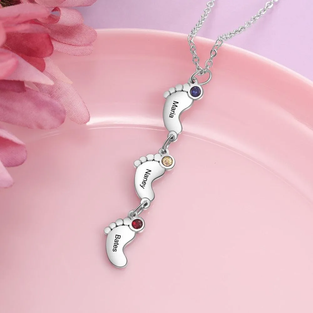 Personalized Baby Feet Stainless Steel Necklace For Women Fashion Pendant For Ladies