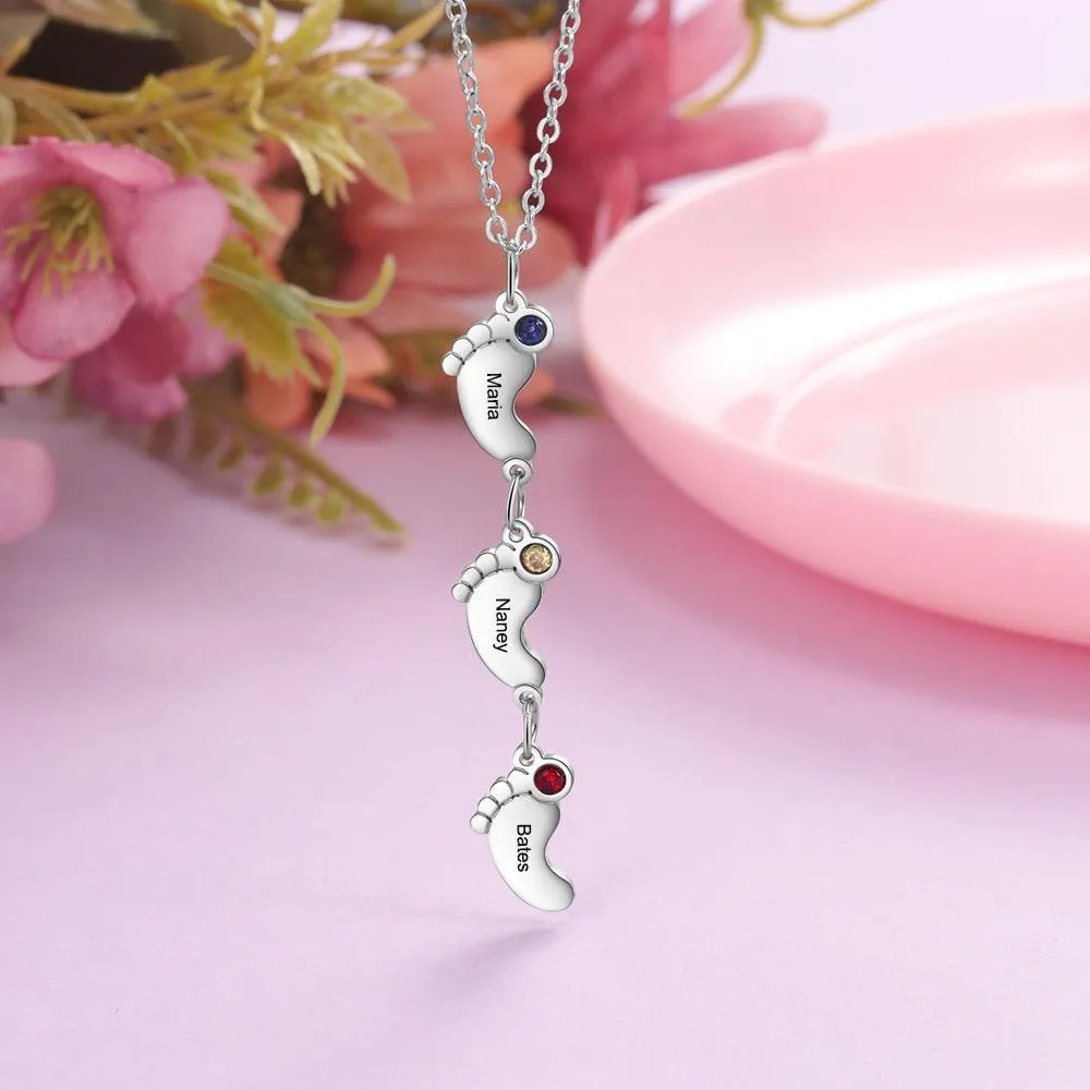 Personalized Baby Feet Stainless Steel Necklace For Women Fashion Pendant For Ladies