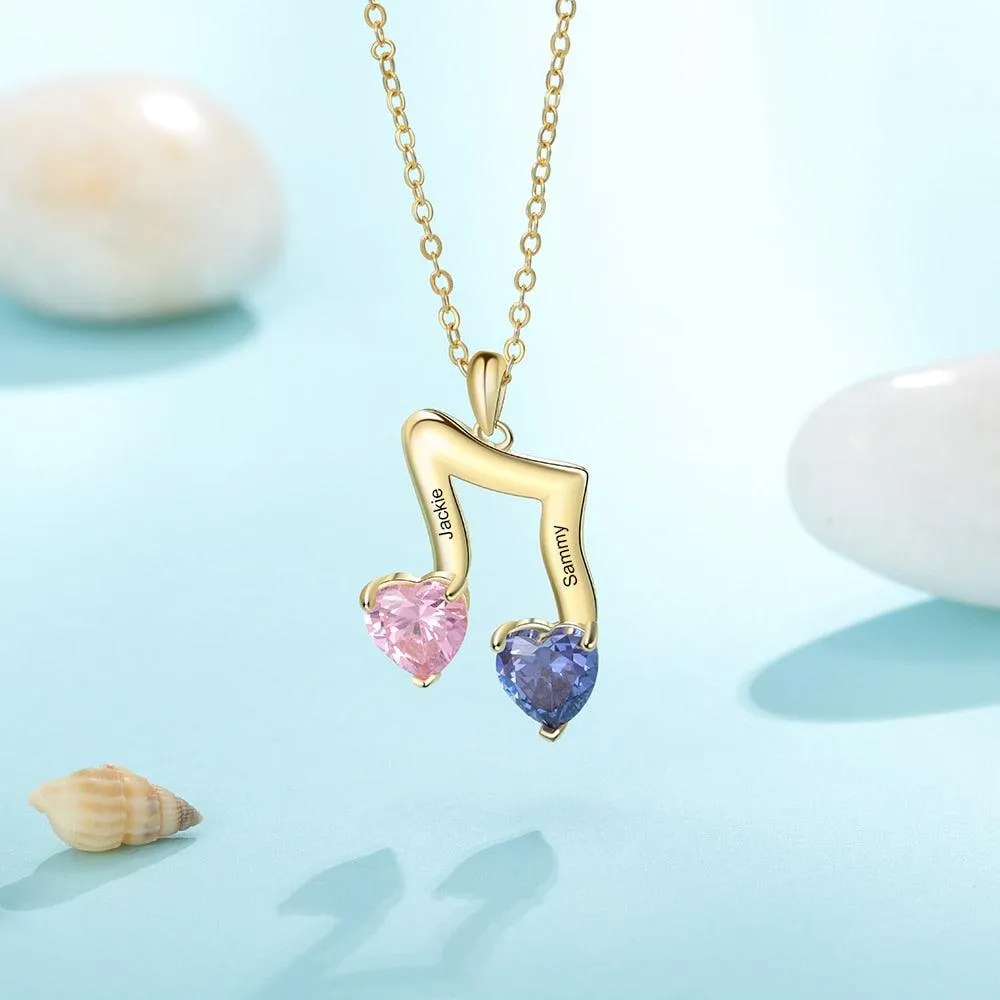 Personalized Jewelry for Women - Musical Note Engraved Birthstone for Women - Customized Jewelry for Women