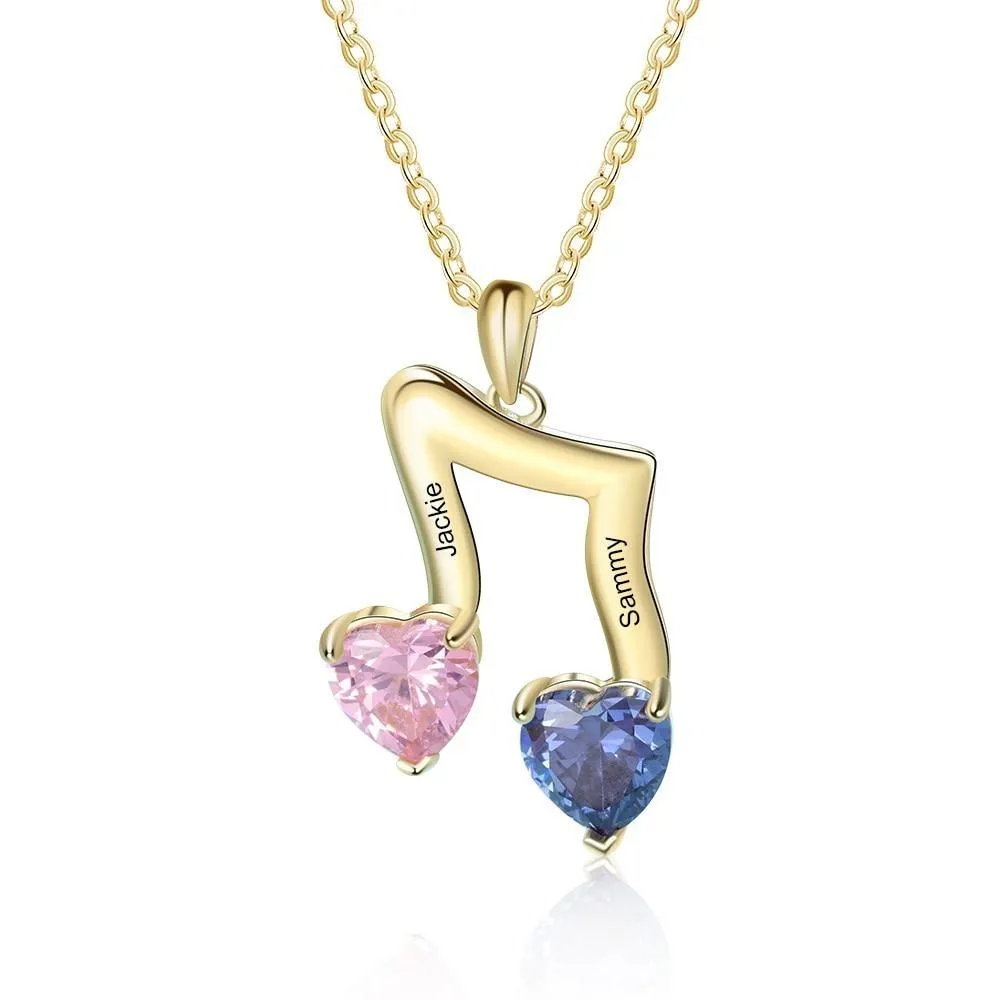 Personalized Jewelry for Women - Musical Note Engraved Birthstone for Women - Customized Jewelry for Women