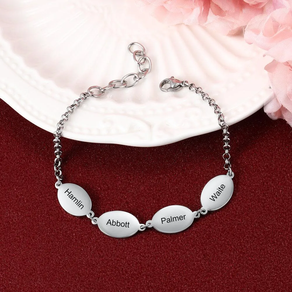 Personalized Stainless Steel Chain Bracelets for Couples with Engraved Custom 2 to 4 Names, Best Friend Bracelet