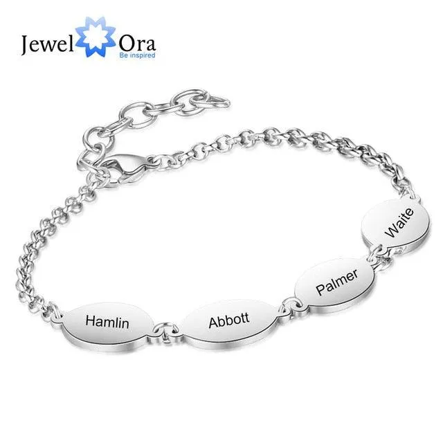 Personalized Stainless Steel Chain Bracelets for Couples with Engraved Custom 2 to 4 Names, Best Friend Bracelet