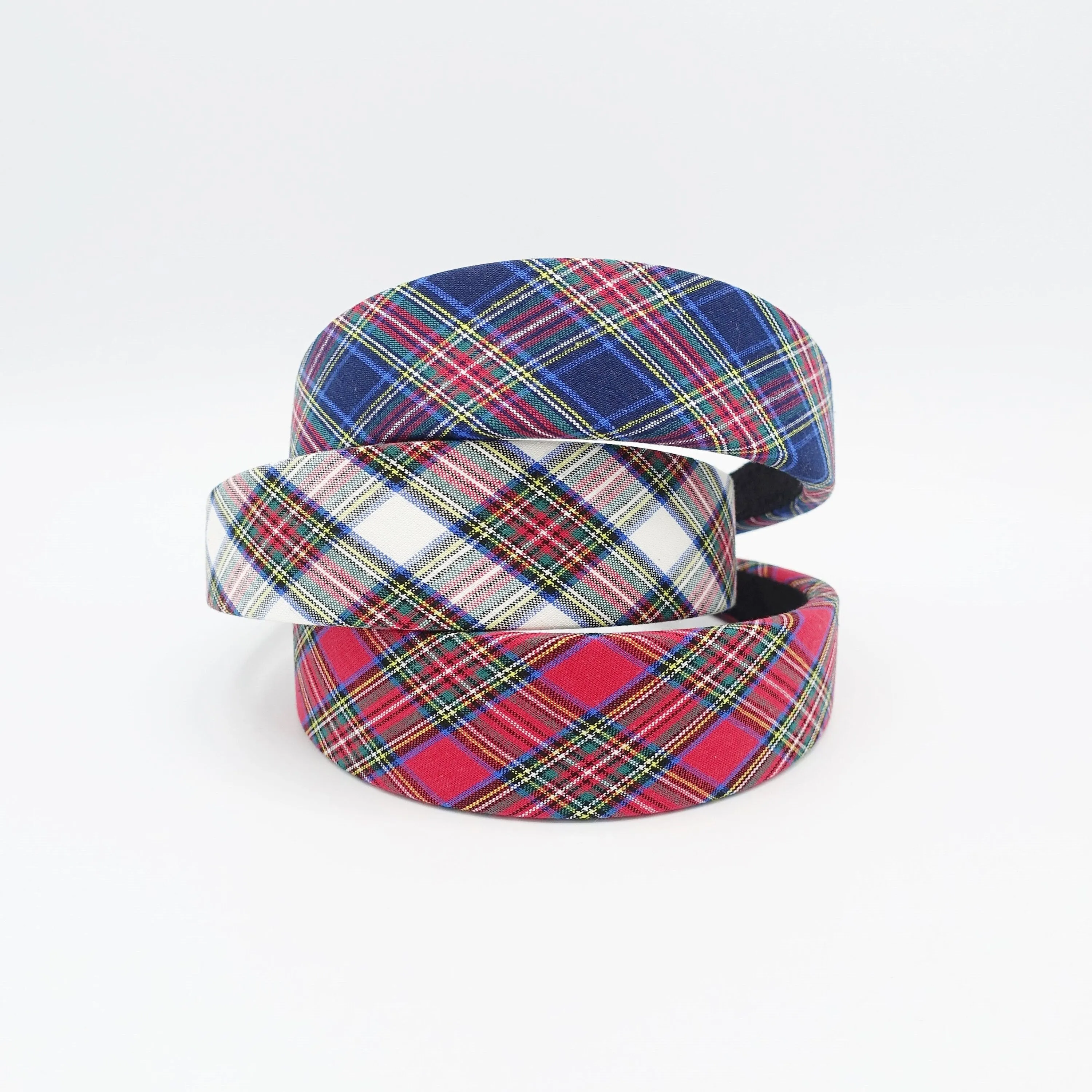 plaid check padded headband tartan casual hairband for women