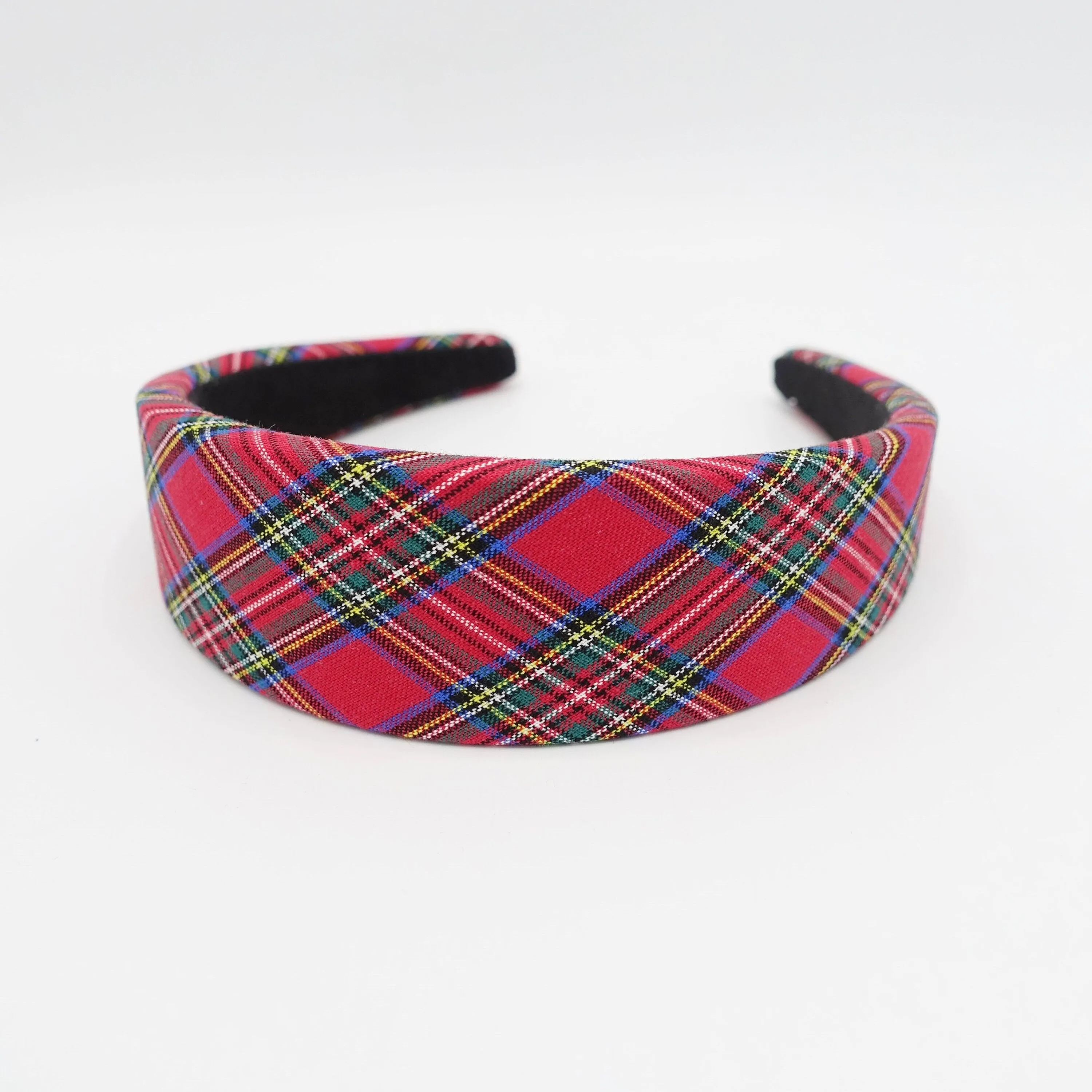 plaid check padded headband tartan casual hairband for women