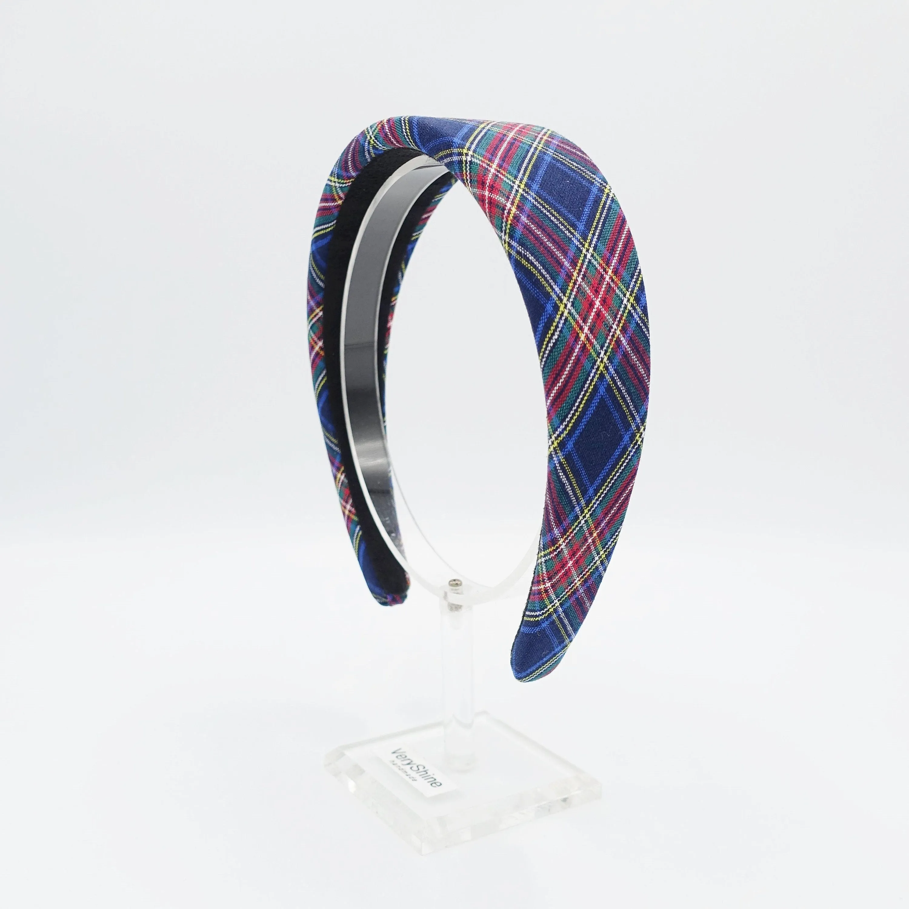 plaid check padded headband tartan casual hairband for women