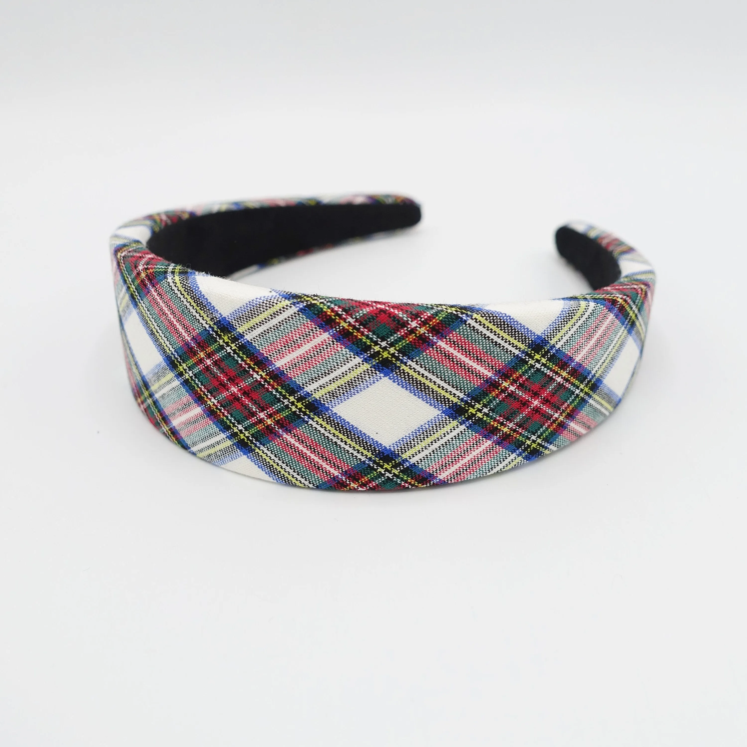 plaid check padded headband tartan casual hairband for women