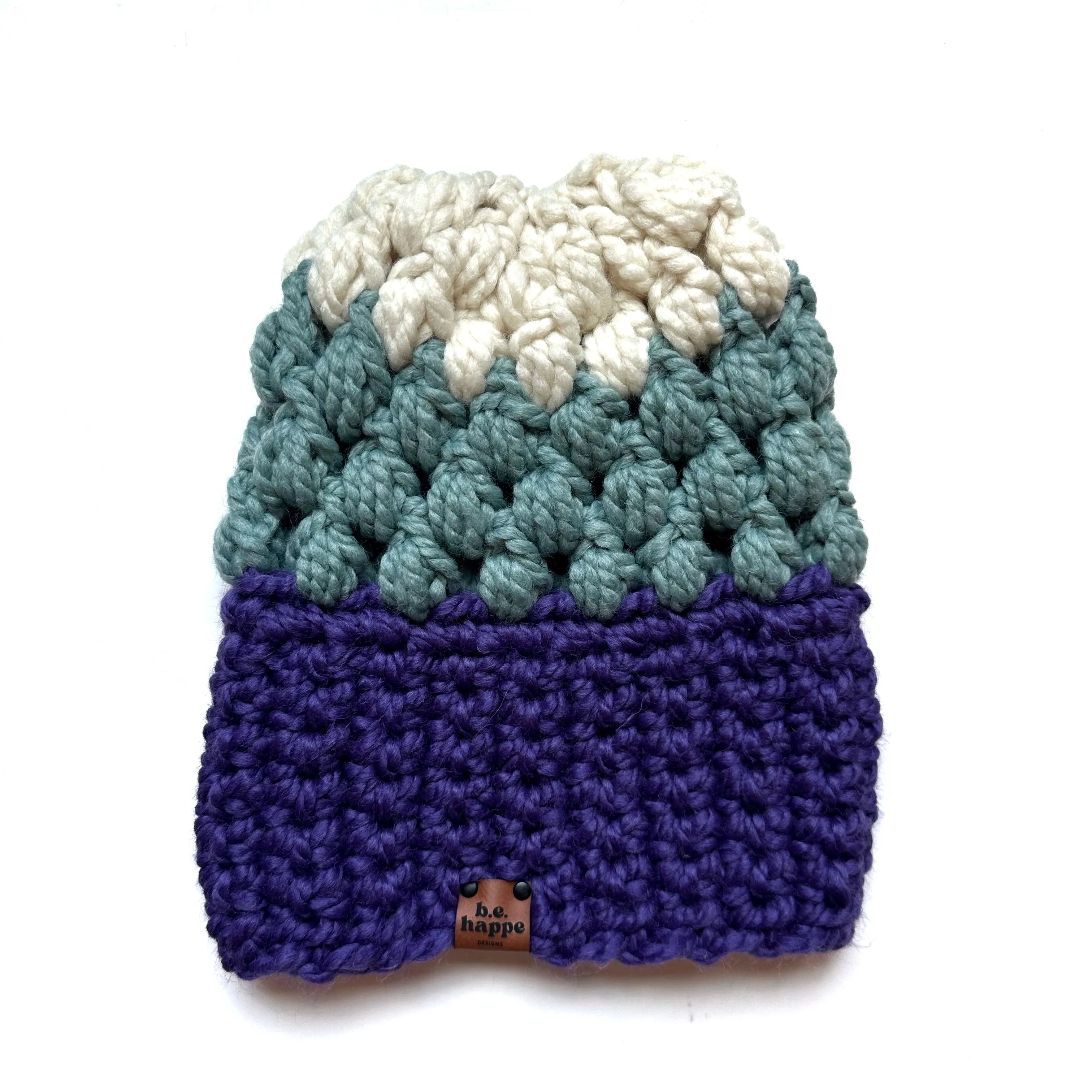 Puff Stitch Slouch Hat | Purple   Blue   Off White