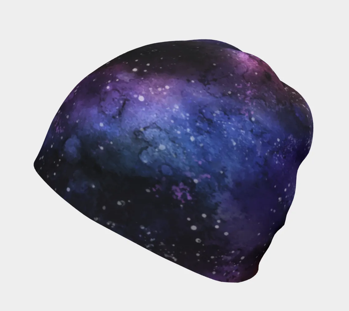 Purple Galaxy Beanie, Outer Space Soft Fleece Party Men Women Stretchy Winter Kids Baby Youth Aesthetic Cap Hat Gift