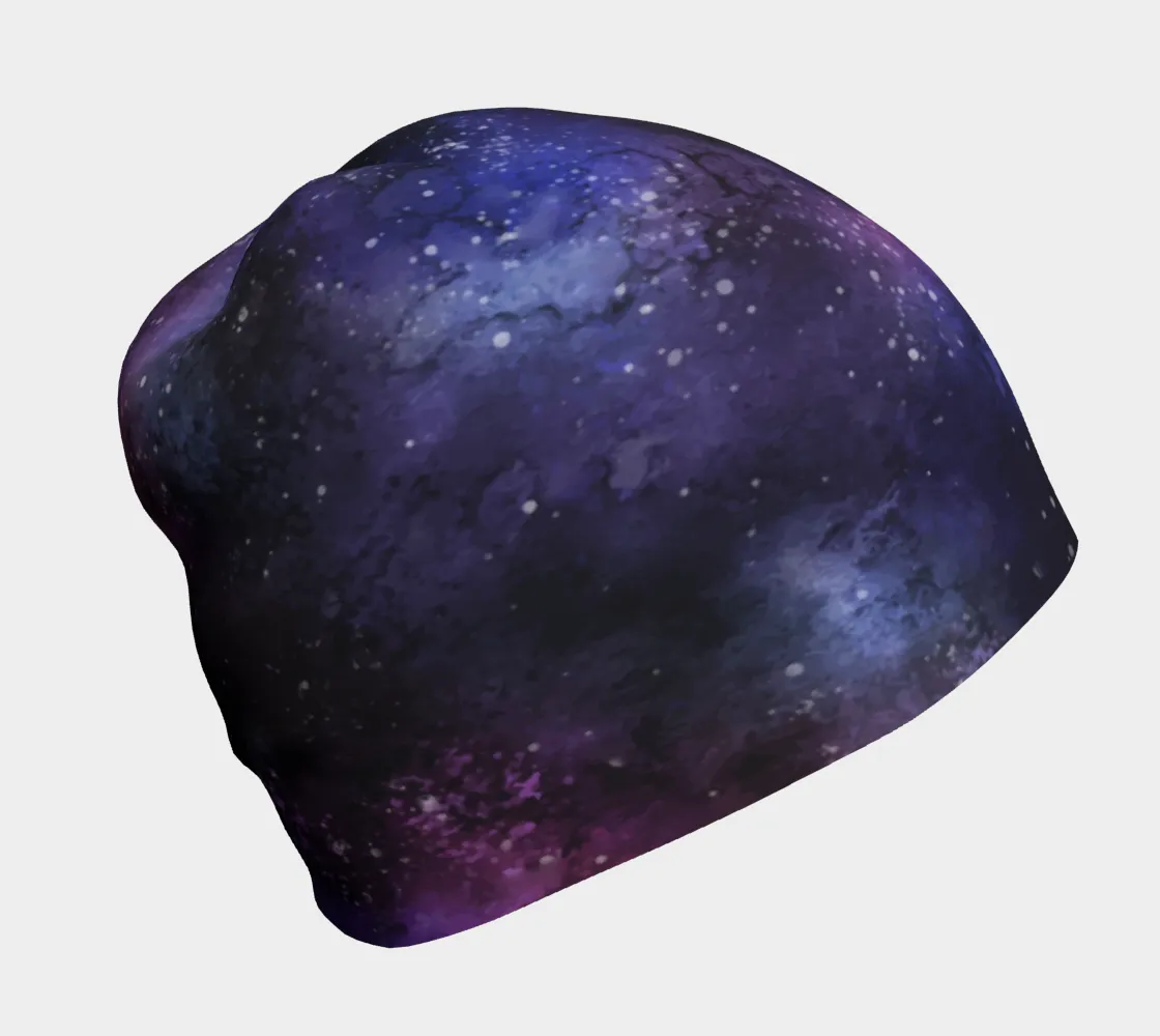 Purple Galaxy Beanie, Outer Space Soft Fleece Party Men Women Stretchy Winter Kids Baby Youth Aesthetic Cap Hat Gift