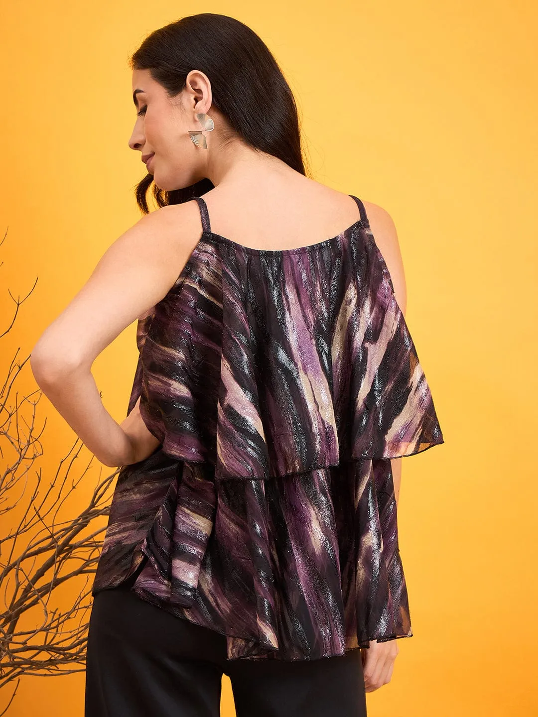 Purplish Glam Peplum Festive Top