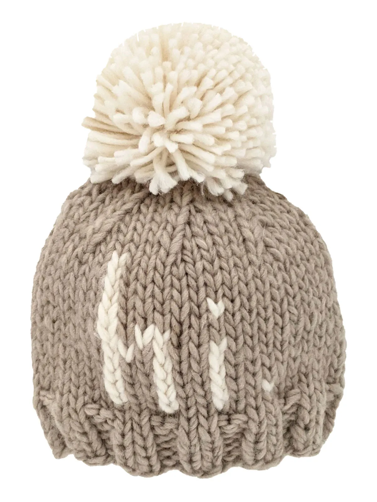 "Hi." Knit Beanie, Pebble