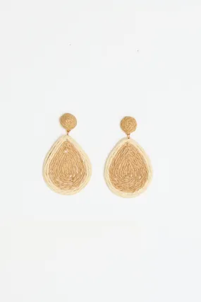 Raffia Teardrop Earrings - Coconut