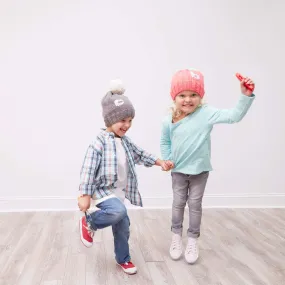 Red Heart Knit Monogram Pom Pom Hats