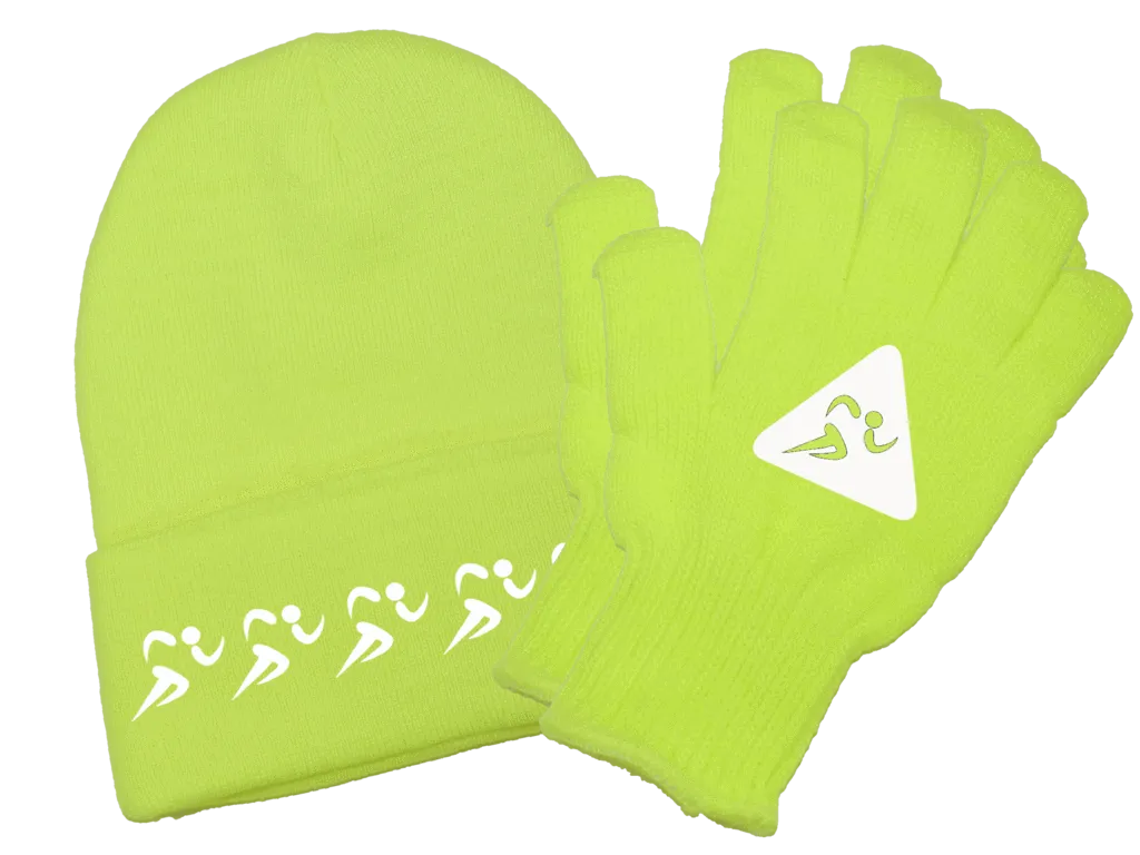 Reflective Knit Beanie & Gloves Combo - Runners