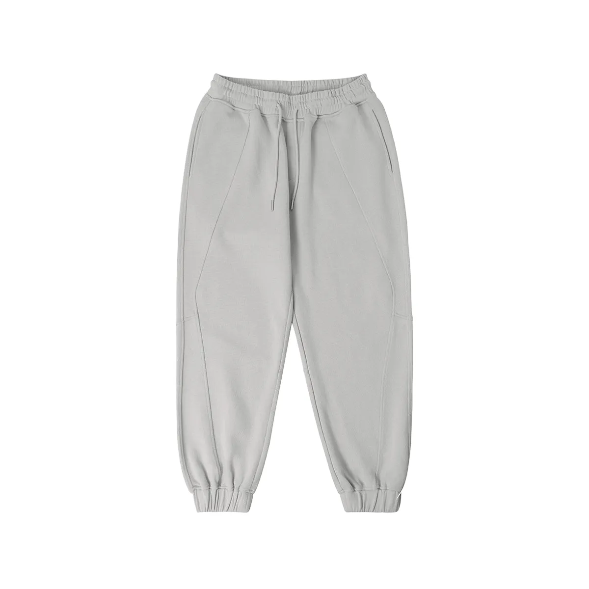 Relaxed Geometric Seam-detail Grey Cotton-blend Sweatpants