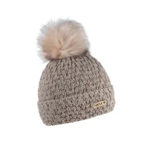 Sabbot Petra Fold Faux Fur Bobble Hat Light Stone